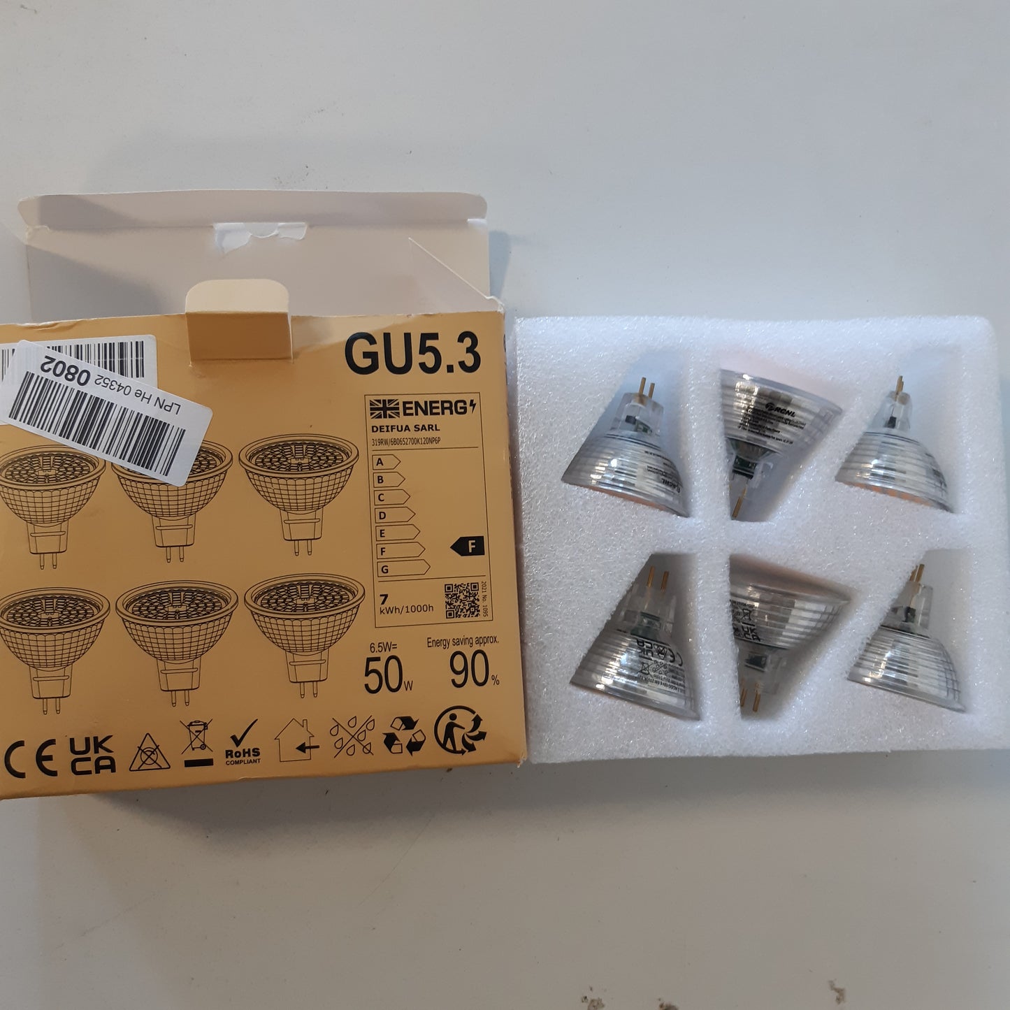 215953 - PRCNL Llampa LED GU5.3 MR16 6.5W e Bardhë e Ngrohtë 2700K, Ekuivalente me Llampë Halogjene 50W, 615 Lumen, Kënd Rreze 120°, AC/DC 12V, Pako me 6.