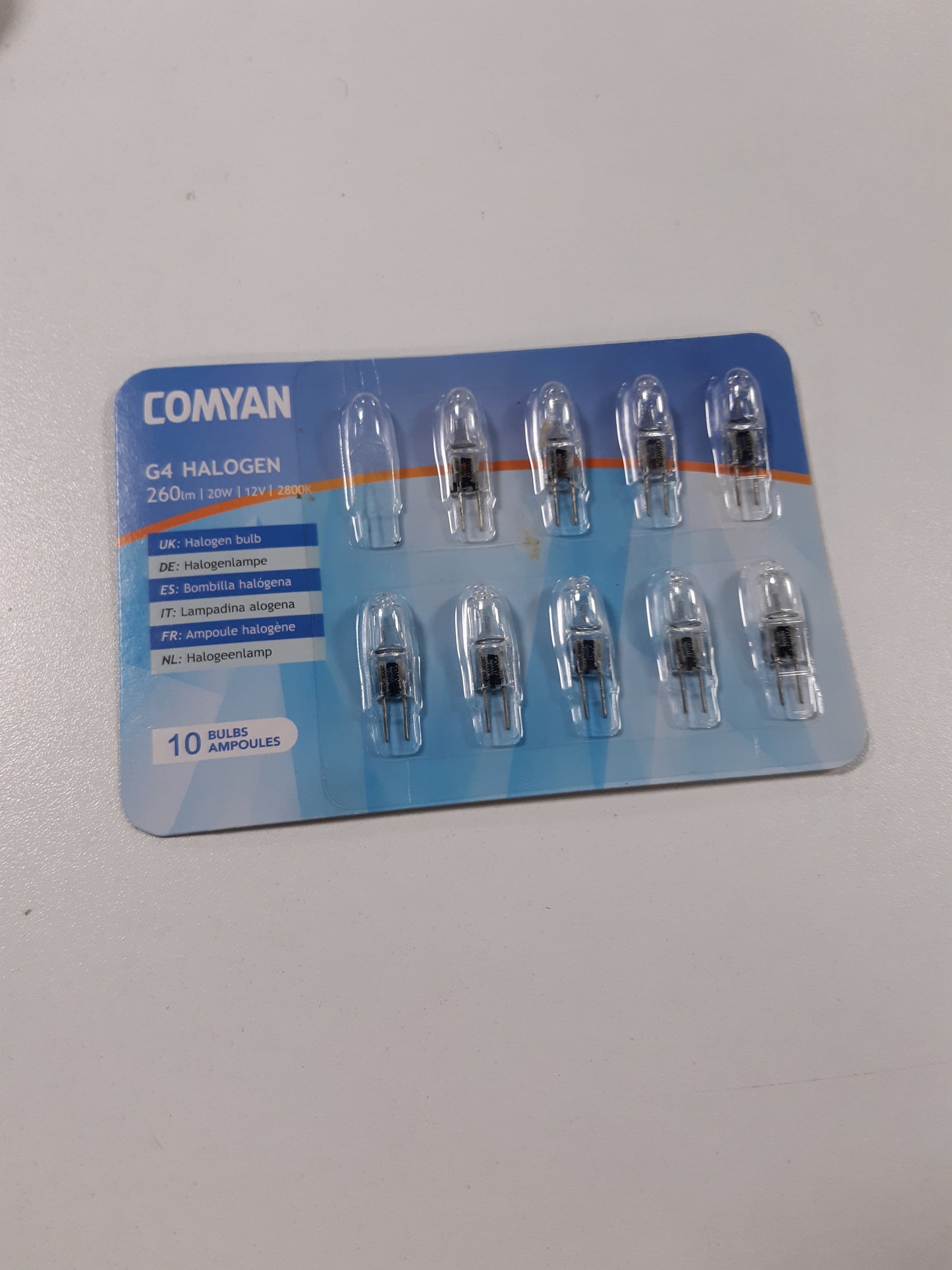 254174 - COMYAN Llampa halogjene G4, 12V 20W me bazë kunji, e bardhë e ngrohtë 2800K, 10 copë
