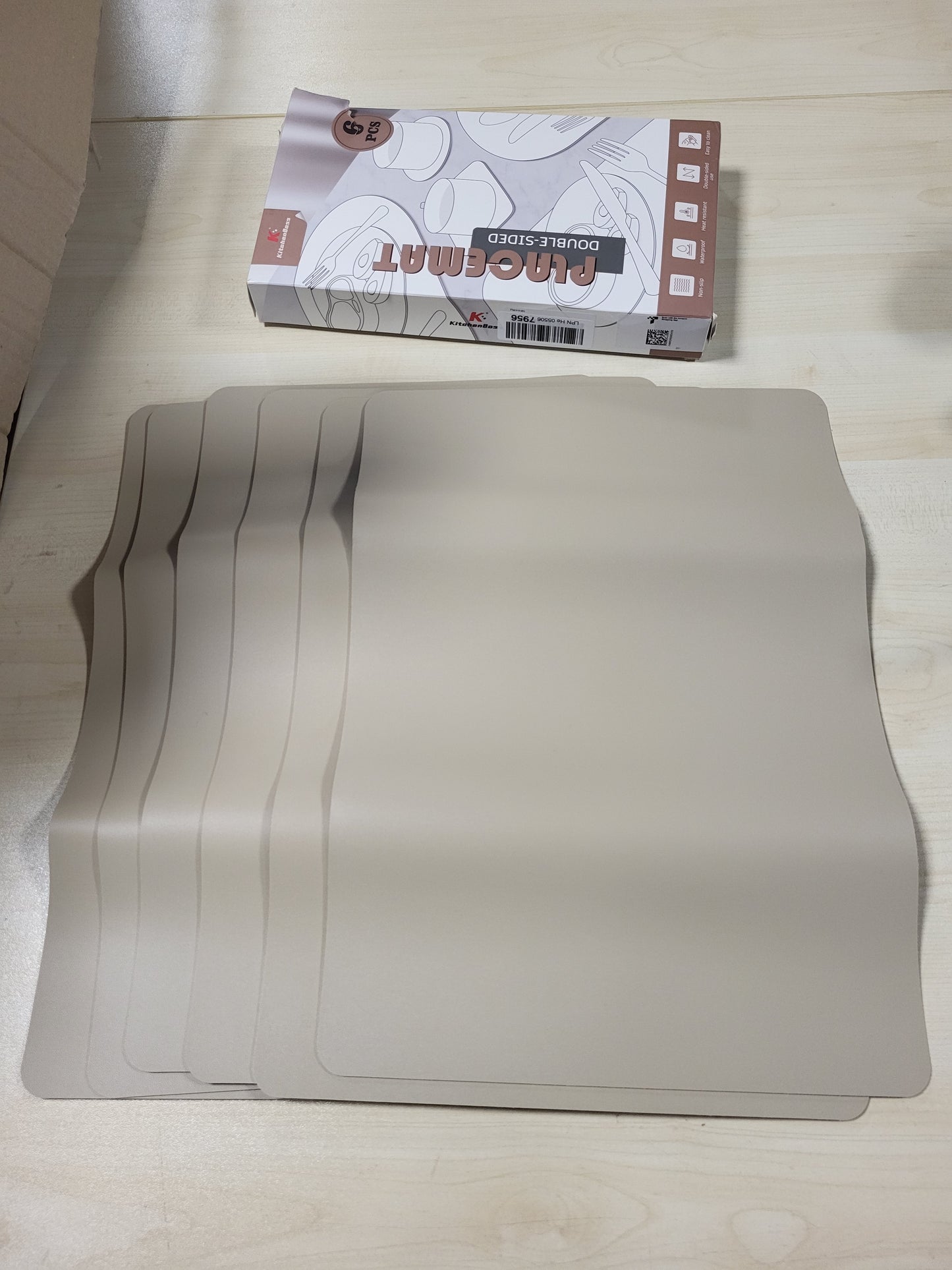 215063 - KITCHENBOSS Set me 6 mbulesa tavoline dhe mbështetëse të lahet, Ø43x30cm