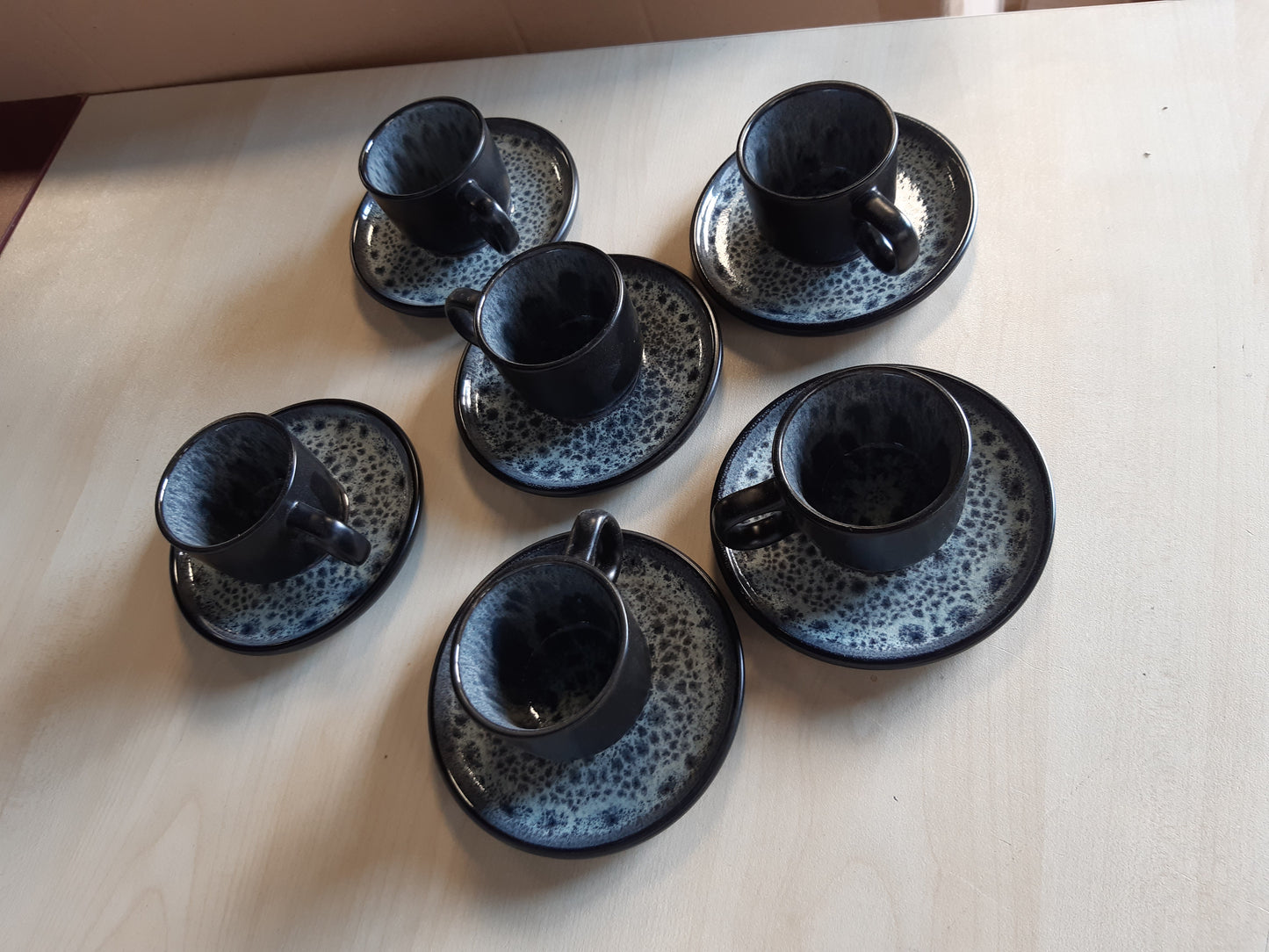 255452 - SÄNGER Sydney | Set filxhanësh për espresso prej gresi me 12 pjesë, për 6 persona, filxhanë dhe pjatë, i sigurt për lavastovilje dhe mikrovalë, gri e errët, 80 ml