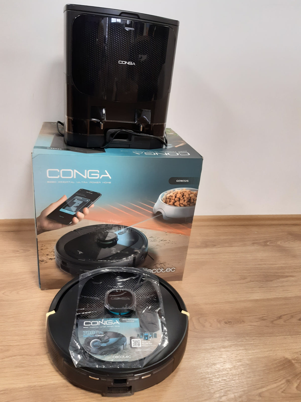 83125 - CECOTEC Conga 8290 Power Ultra Home Genesis, Fshesë Robotike, Fuqia 7000 Pa, Kapacitet Qese 3L, Kohë Punimi Baterie 280 minuta, Teknologji Lazer, Bazë Vetë-Pastruese, 4 në 1 Shkopinj, Fshesë me Korrent, Mopë, Me Aplikacion