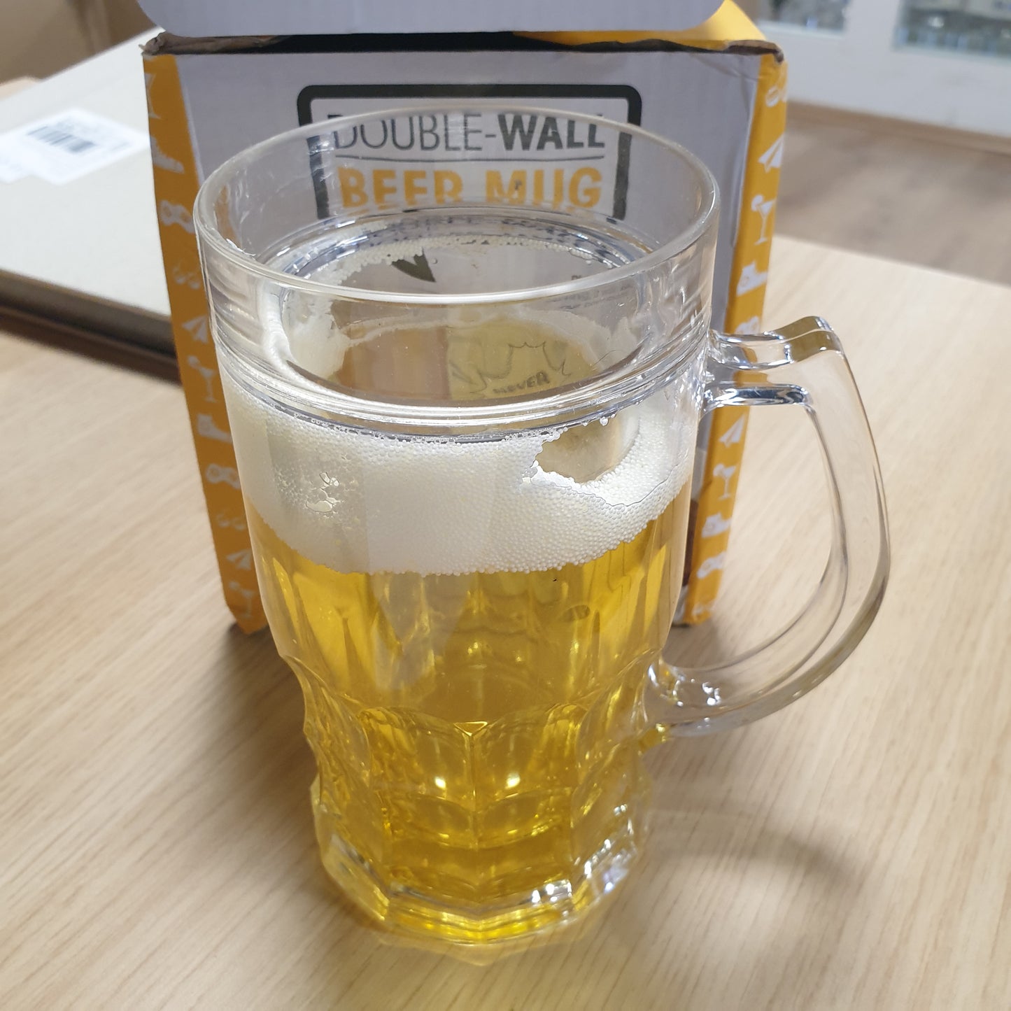 254371 - MIK Filxhan birre i izoluar me dy mure, dizajn trompe-l'oeil, i verdhë-portokalli, 13.5 x 16 cm, 400 ml, i ripërdorshëm, i sigurt për lavastovilje