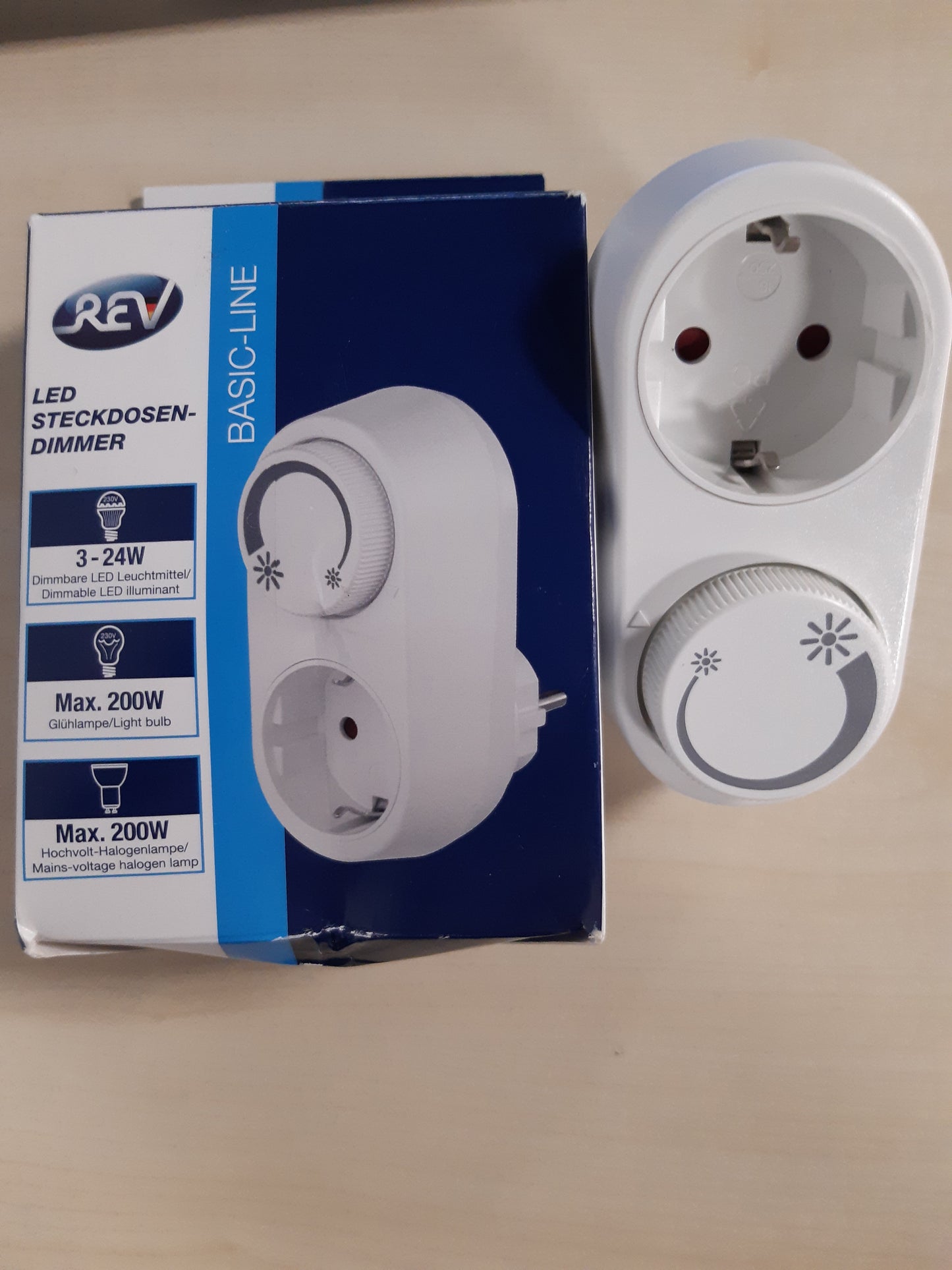 166264 - REV - Rregullues Drite me Prizë për Llamba LED, Inkandeshente dhe Halogjene me Tension të Lartë, me Çelës Rrotullues Ndezje/Fikje dhe Mbrojtje të Shtuar të Kontaktit, Ngjyra e Bardhë