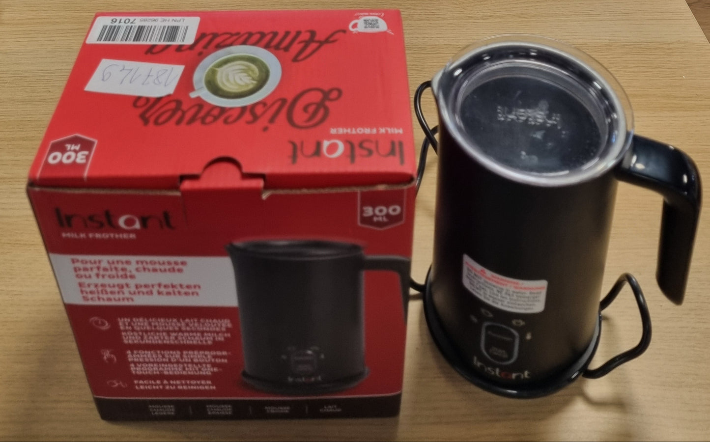 187149 - INSTANT POT Shkumëzues Elektrik Qumështi 4 në 1, Krijon Shkumë të Ftohtë, të Nxehtë, të Lehtë ose të Trashë ose Qumësht të Nxehtë për Latte, Cappuccino, Çokollatë të Nxehtë, Matcha, Latte Art