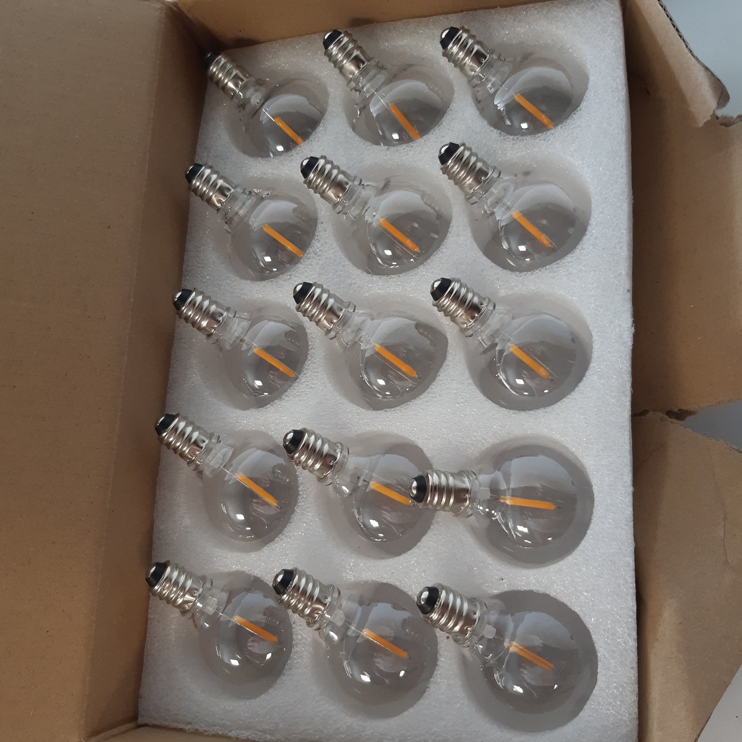 257718 - EASYIVY pako me 15 llamba LED G40, 1W G40 Globe E12, IP44 rezistente ndaj ujit, e bardhë e ngrohtë 2200K, AC220-240V
