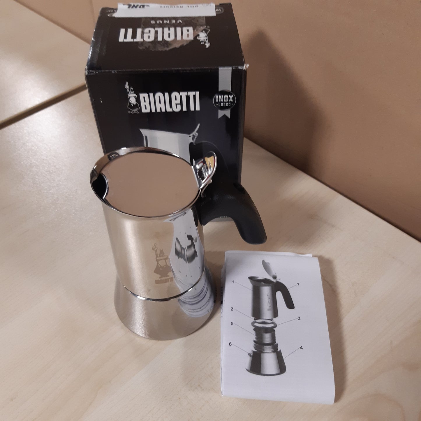 250934 - BIALETTI Makinë kafeje Venus, dorezë kundër djegies, jo e përshtatshme për induksion, 2 filxhanë (85 ml), çelik inox
