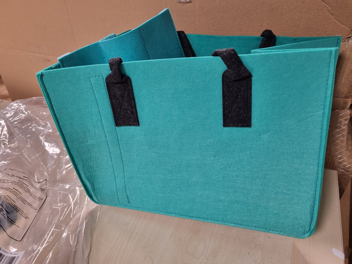 229867 - EURHOMEWIT - Shporta Pazari Felt, Çantë Felti me Ndarje, Çantë e Madhe Felti e Palosshme dhe e Fortë 30L, Çantë Shishesh, Çantë Druri për Zjarr, Shportë Rrobash, Çantë Lodrash (Ngjyrë Bruz + Gri e Errët/1 Copë)