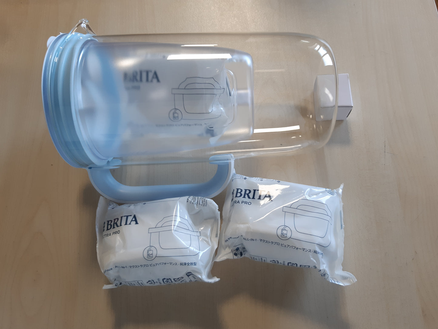 213159 - BRITA Enë filtri uji prej qelqi blu (2.5l) përfshirë 3 filtra uji rubineti MAXTRA PRO
