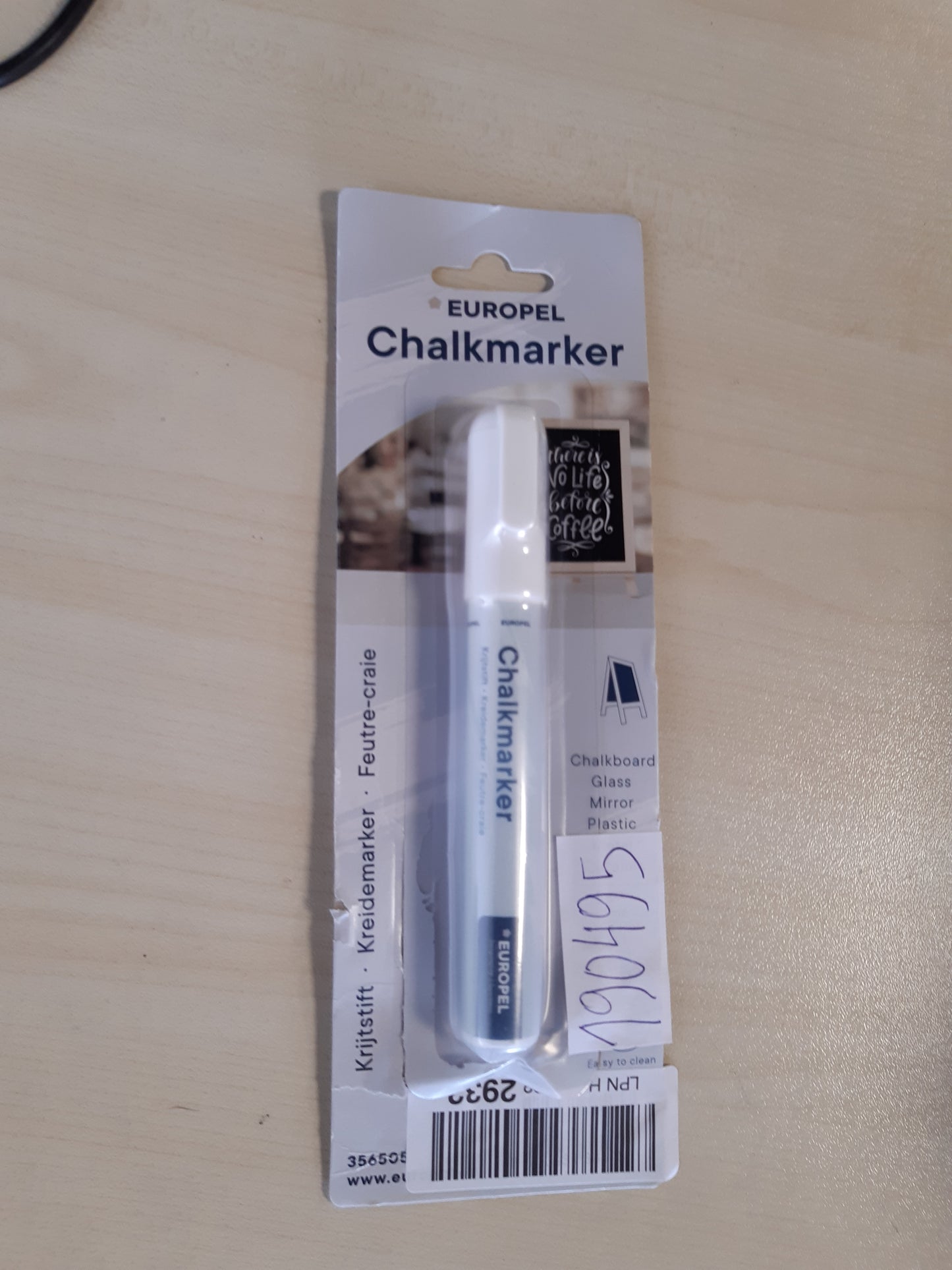 190495 - EUROPEL Marker Shkumësi me Bojë të Lëngshme, Majë 6mm, për Sipërfaqe Jo-Poroze - 1 Markues i Bardhë në Pako Flluskash, i Fshirë në Mënyrë të Thatë ose të Lagësht për Dërrasa të Zeza, Pllaka Druri, Panele, Dritare