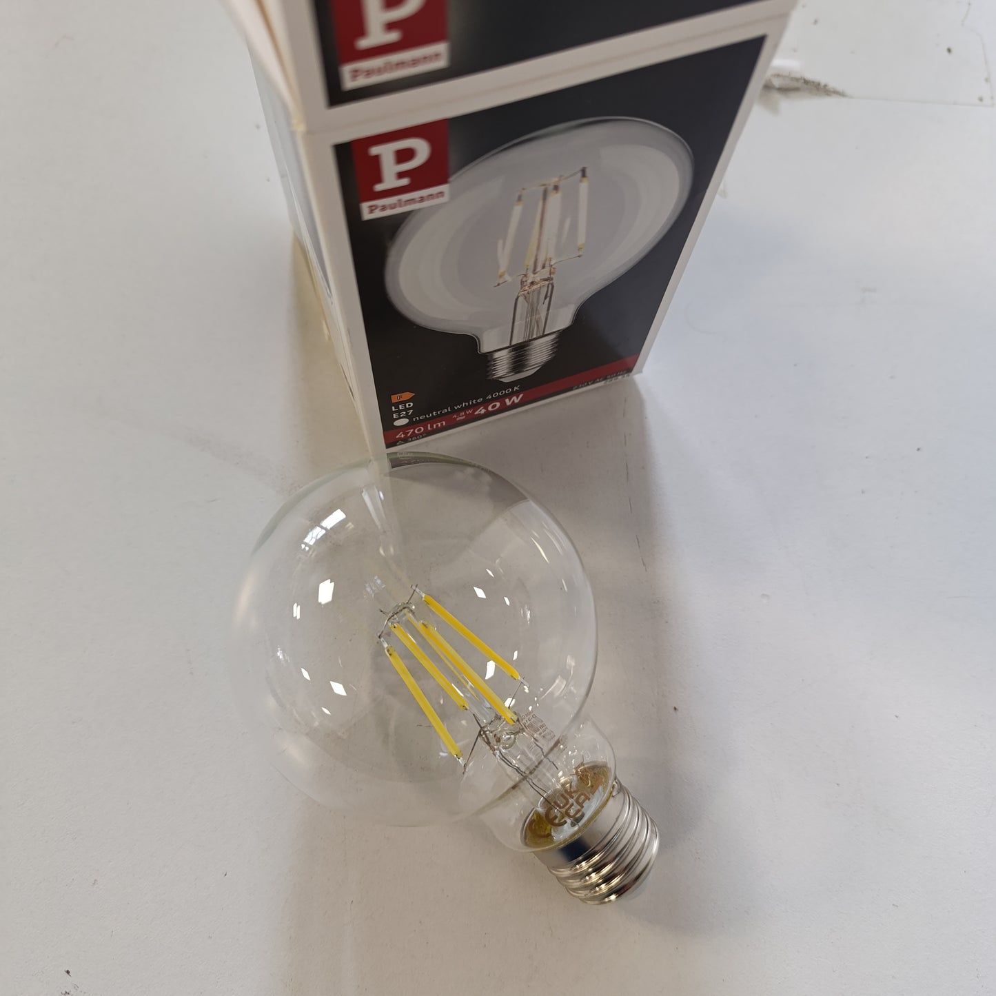 225215 - PAULMANN 28955 LED Globe Filament G80, 4.8W, Llambë Klasike e Transparencës, 4000K e Bardhë Neutrale, E27