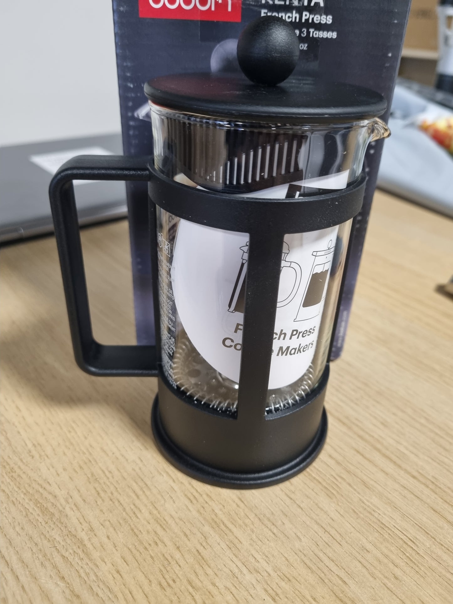 220108 - BODUM KENYA MAKINË KAFEJE 350ml 3 FILXHANË MANUALE E BËRË NGA QELQI BOROSILIKAT DHE ÇELIK INOX MUND TË LAHET NË LAVASTOVILJE PRODHUAR NË PORTUGALI