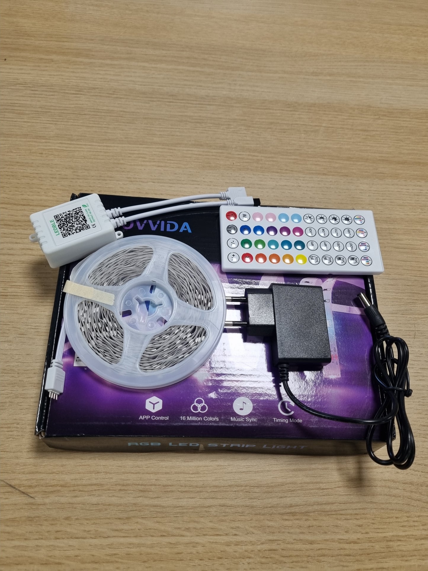 248049 - HOVVIDA Shirit LED 10M, 30 LED/Metër, 1x10M, Drita LED RGB 24V, 300 LED, Aplikacion dhe Telekomandë, Modalitet Muzike