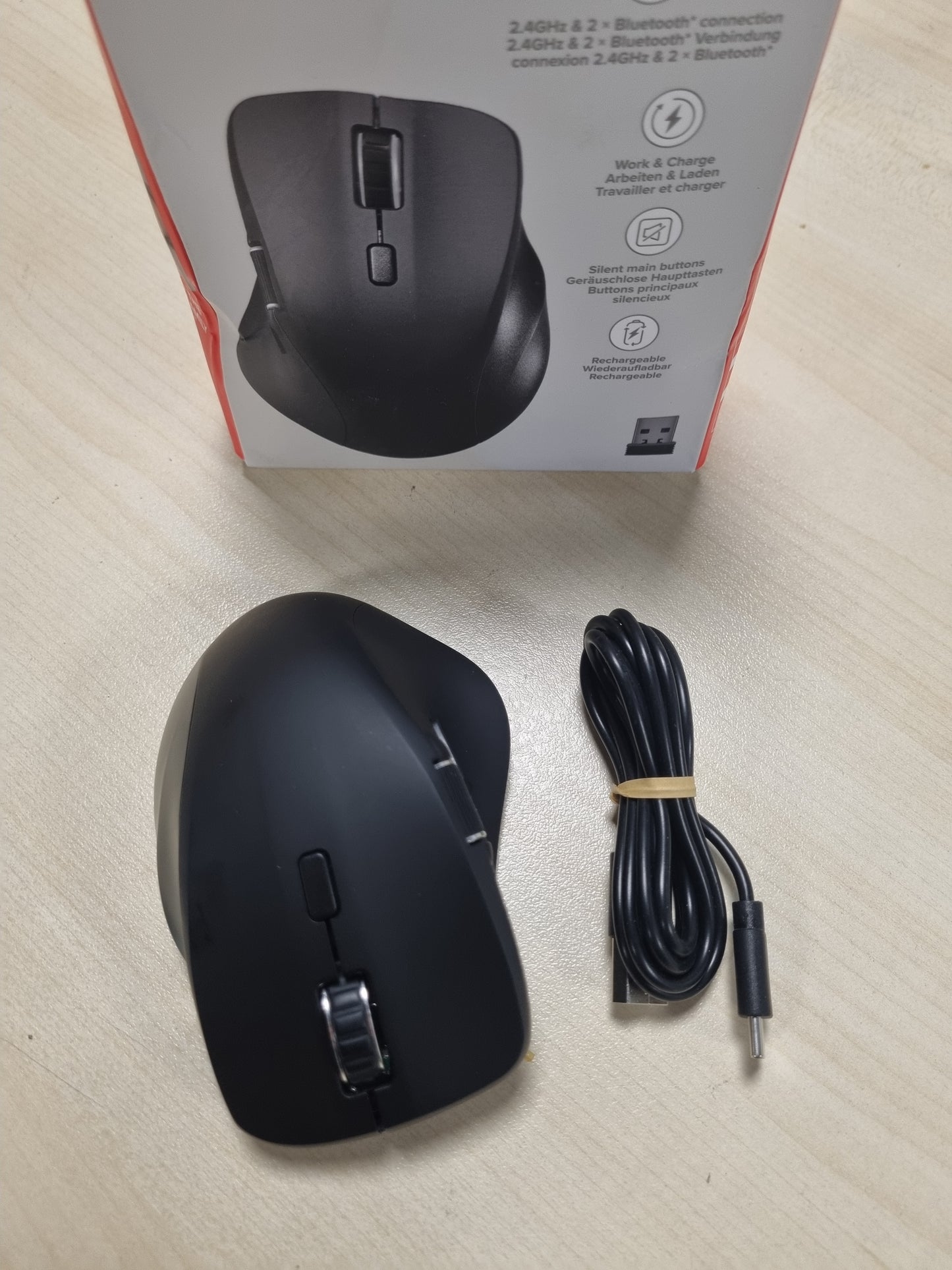 266879 - SPEEDLINK Mausi Libera Silent - Maus pa tel Bluetooth, 2 profile Bluetooth dhe USB 2.4GHz, 3200 DPI, i zi