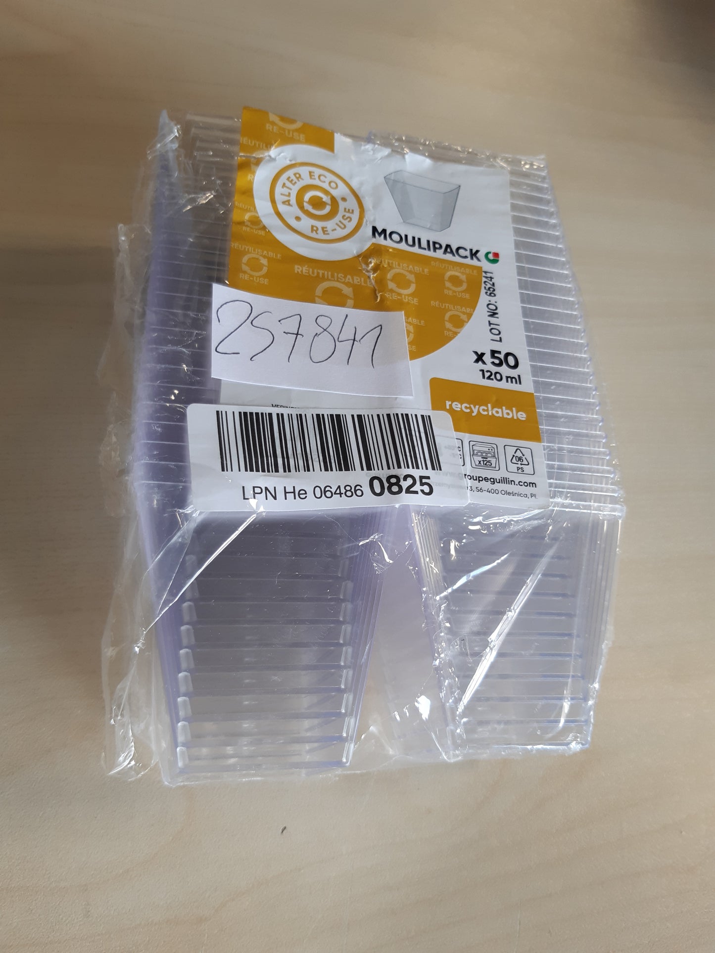 257841 - GUILLIN - MOULIPACK VERINE120C PAKET ME 50 Kavanoza Qelqi në Formë Piramide 12cl, Polistiren, Transparente, 5.9 x 5.9 x 5.6 cm, Kristal