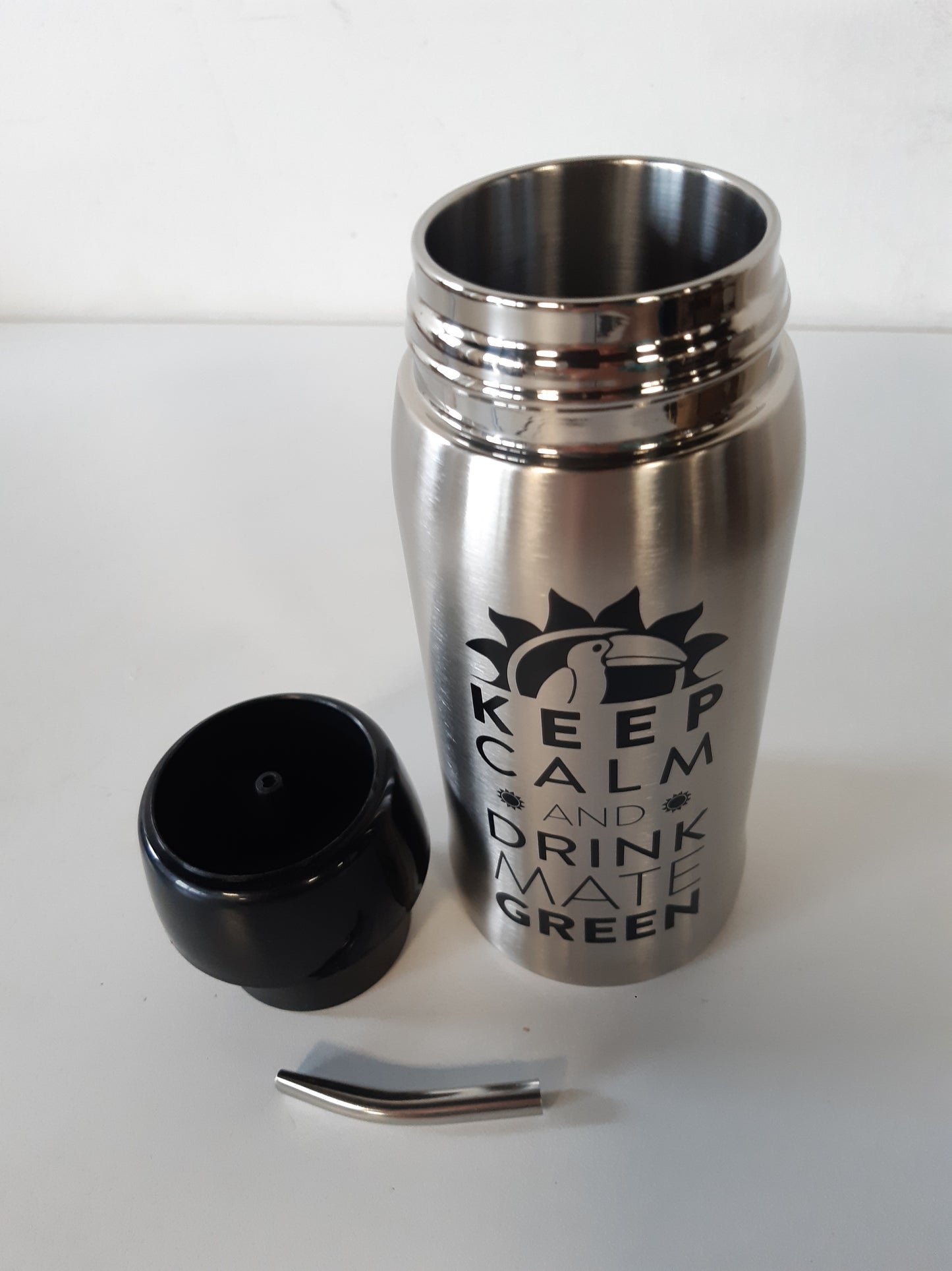 247473 - YERBOMOS Mate Green 4.0 Black, 580 ML, Aksesor për Yerba Mate, Termos për Ujë, Argjendtë-Zi, 13308