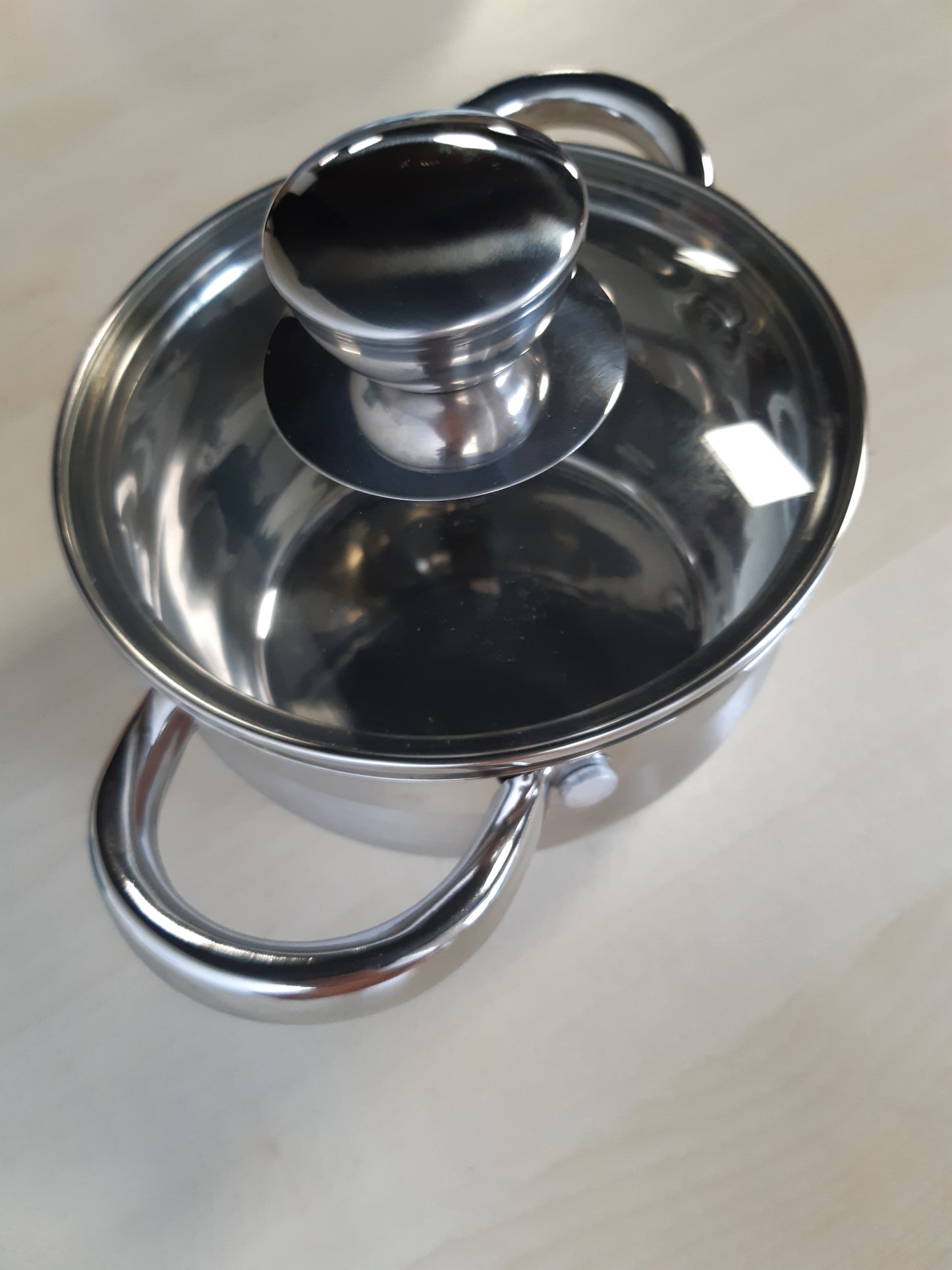 215391 - FLORINA Tavë çeliku inox (1.3 l) 14 cm | Tenxhere gatimi me kapak qelqi | Mund të lahet në lavastovilje | Tenxhere për makarona, supa