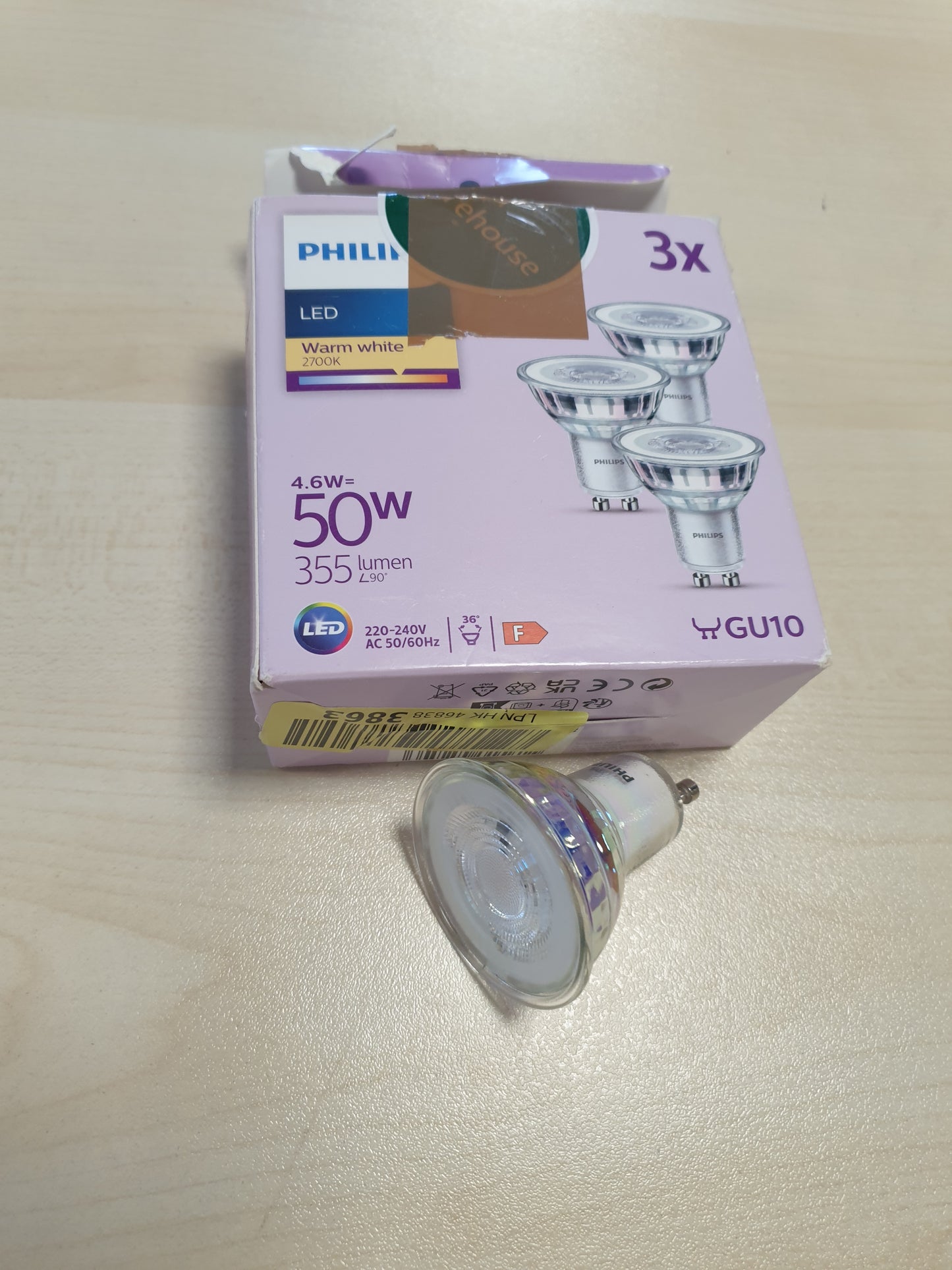 242754 - PHILIPS - LED Classic GU10 Pocket me 1 Llamba (50 W), Drita LED Reflektuese me Dritë të Bardhë të Ngrohtë, Llamba Kursyese Energjie me Jetëgjatësi të Gjatë, të Bardhë të Ngrohtë