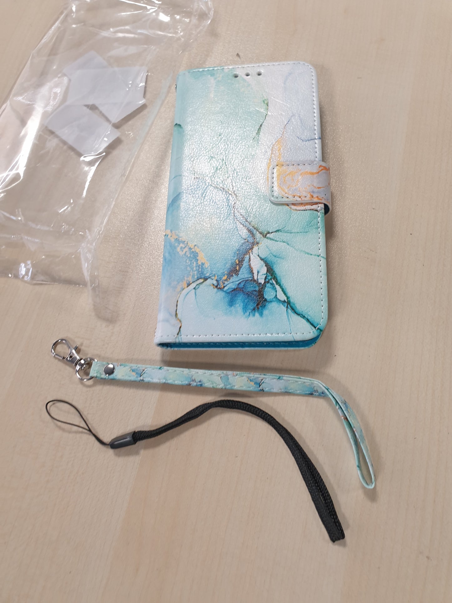 189953 - BNVDFRE Mbrojtëse për Telefonin Xiaomi Redmi Note 13 Pro 4G / Xiaomi Poco M6 Pro 4G, Material Lëkure Mermeri, Mbyllje Magnetike, Vend për Kartë, Funksion Mbështetëse, Mbulesë Mbrojtëse me Shkëlqim - Ngjyra Jeshile