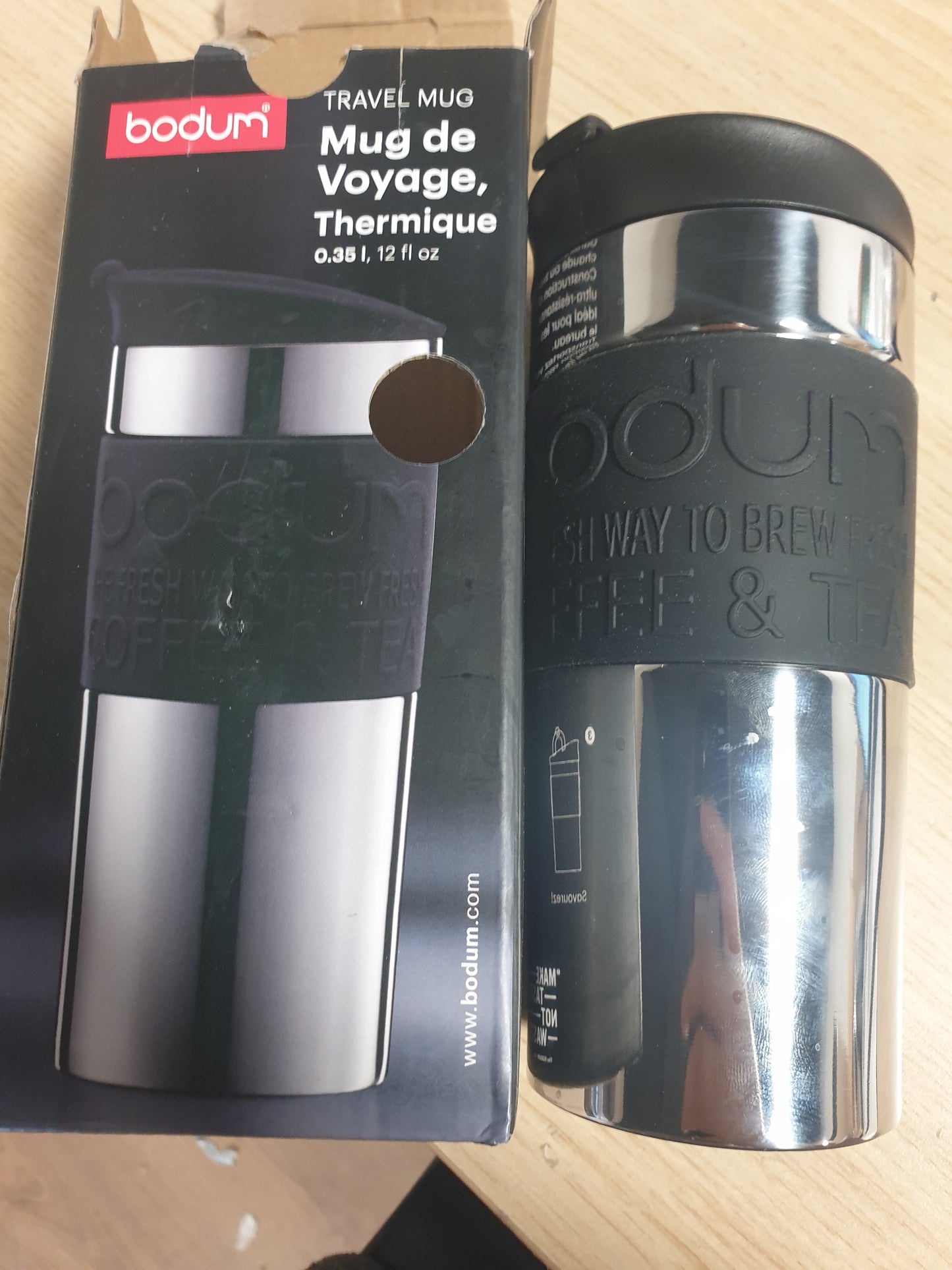 262726 - BODUM Turi Bodumtravel Thermobecher, 0.35L, çelik inox, dyfish, i sigurt në pjatalarëse, zi, 11068-01
