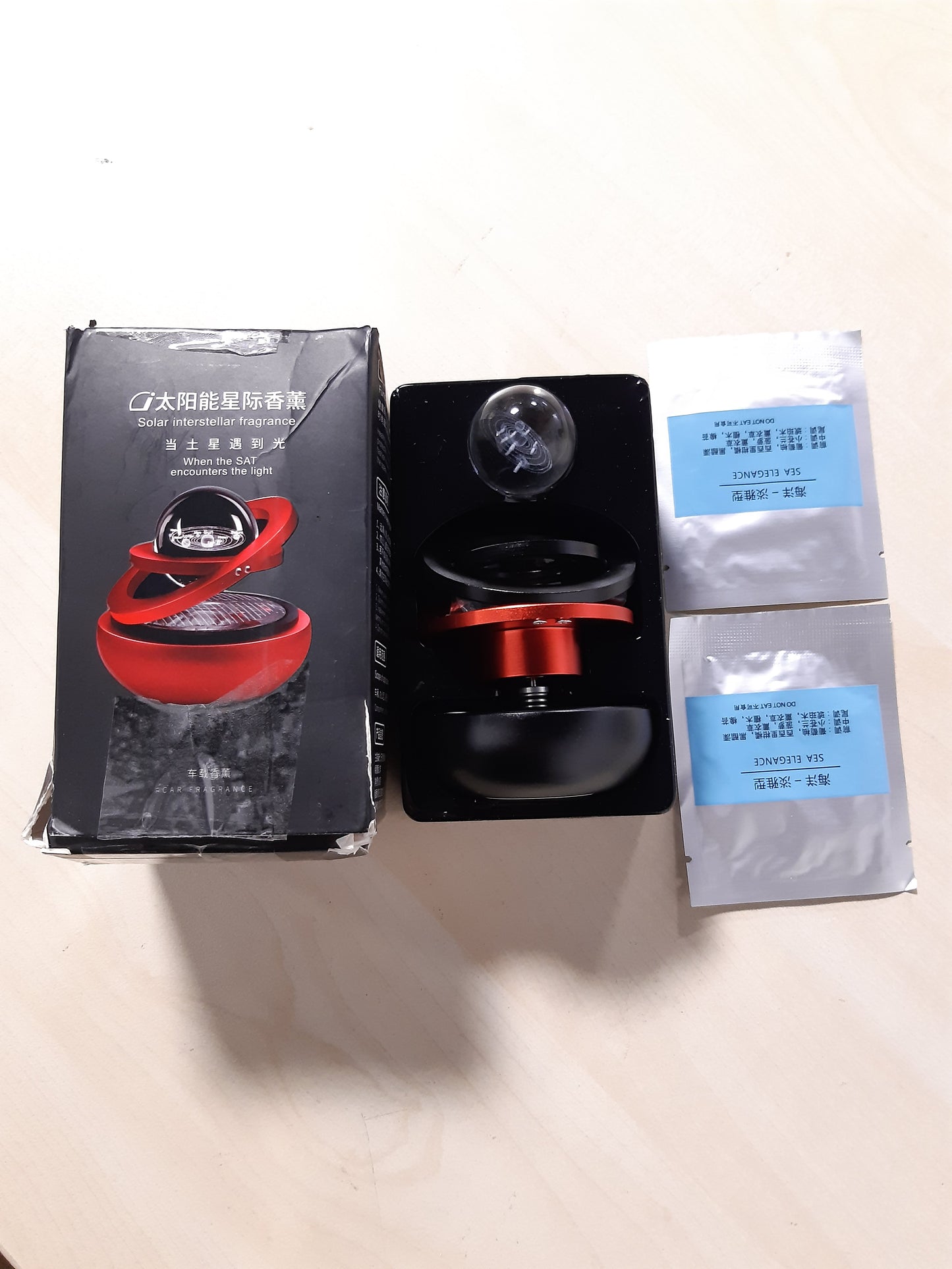 164050 - KWAK'S Aromatizues Ajri me Energji Diellore, Difuzor Vaji Esencial me Pezullim dhe Rrotullim, Unazë të Dyfishtë Interstellar, Freskues Ajri, ngjyra e zezë