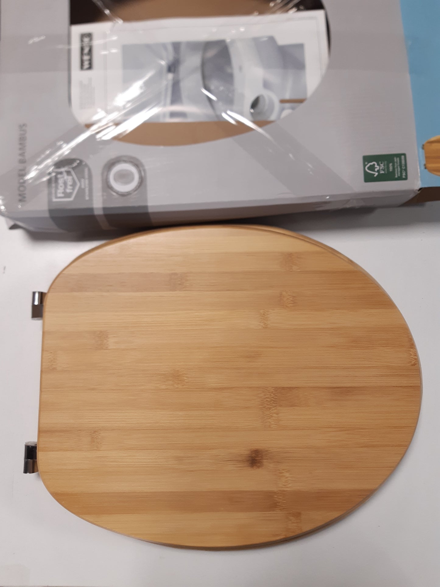 175447 - WENKO Kapëse Tualeti Prej Bambuje, Kapak I Bërë Nga Bambu I Vërtetë, Mentesha Çeliku Inox, 34x41cm, Kafe E Errët