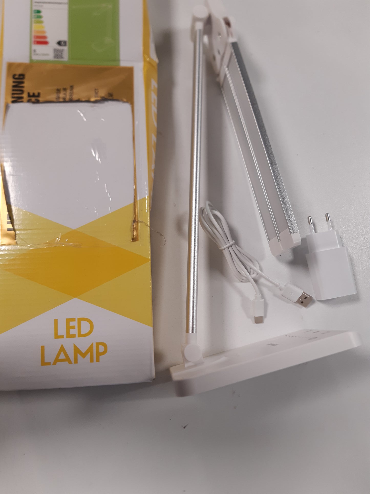 206459 - SEMLOS Llambë Tavoline LED e Bardhë, Kokë e Dyfishtë, 25 Mënyra Ndriçimi, Kontroll me Prekje, Errësueshme, Përdorim për Lexim, Përfshin Adaptor Energjie