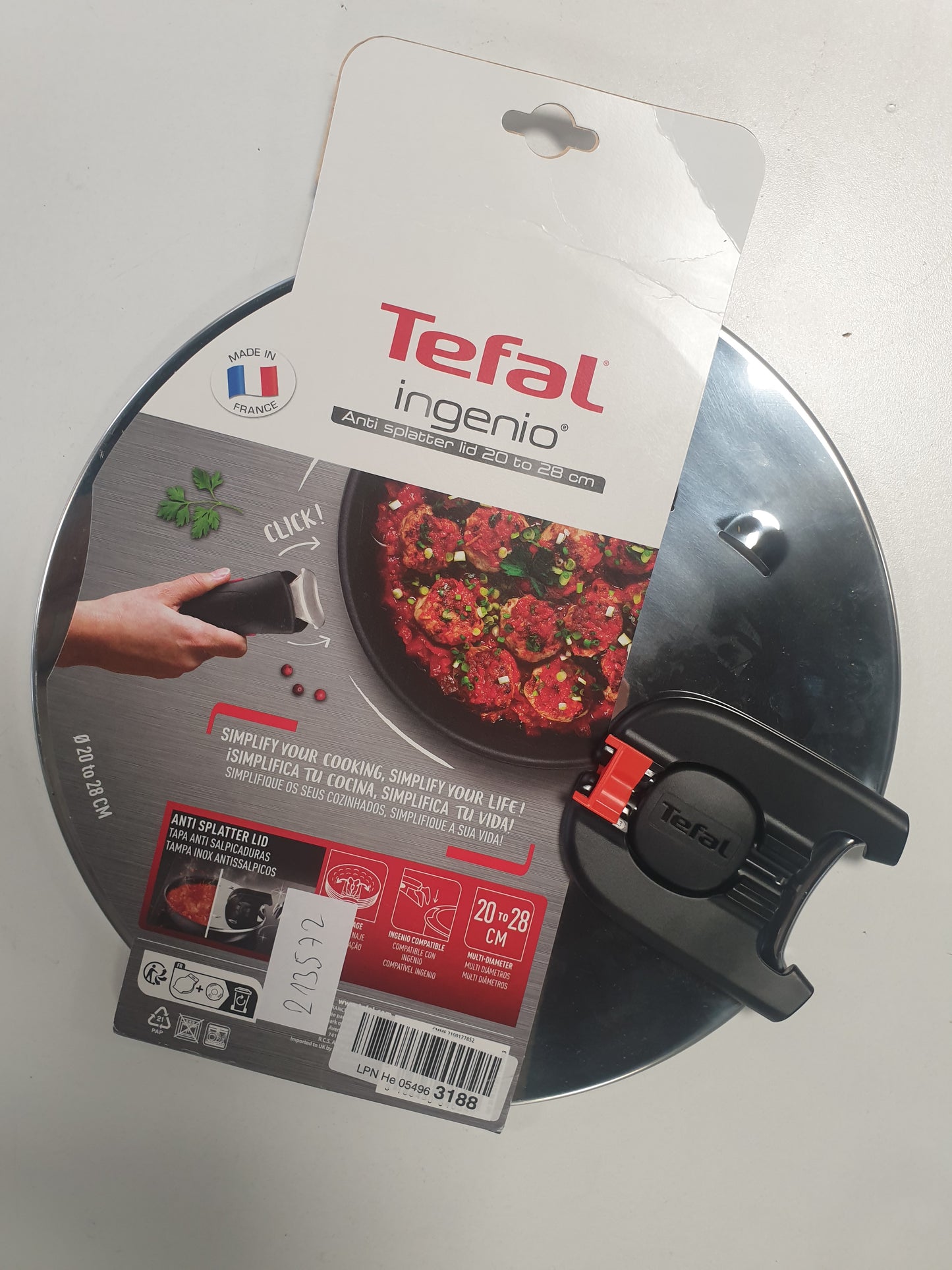 213572 - TEFAL Kapak çeliku inox Multi-Inox 20-28cm Ideal për kullimin e ujit I pajtueshëm me tenxhere dhe tiganë Ingenio I sigurt për larje në lavastovilje