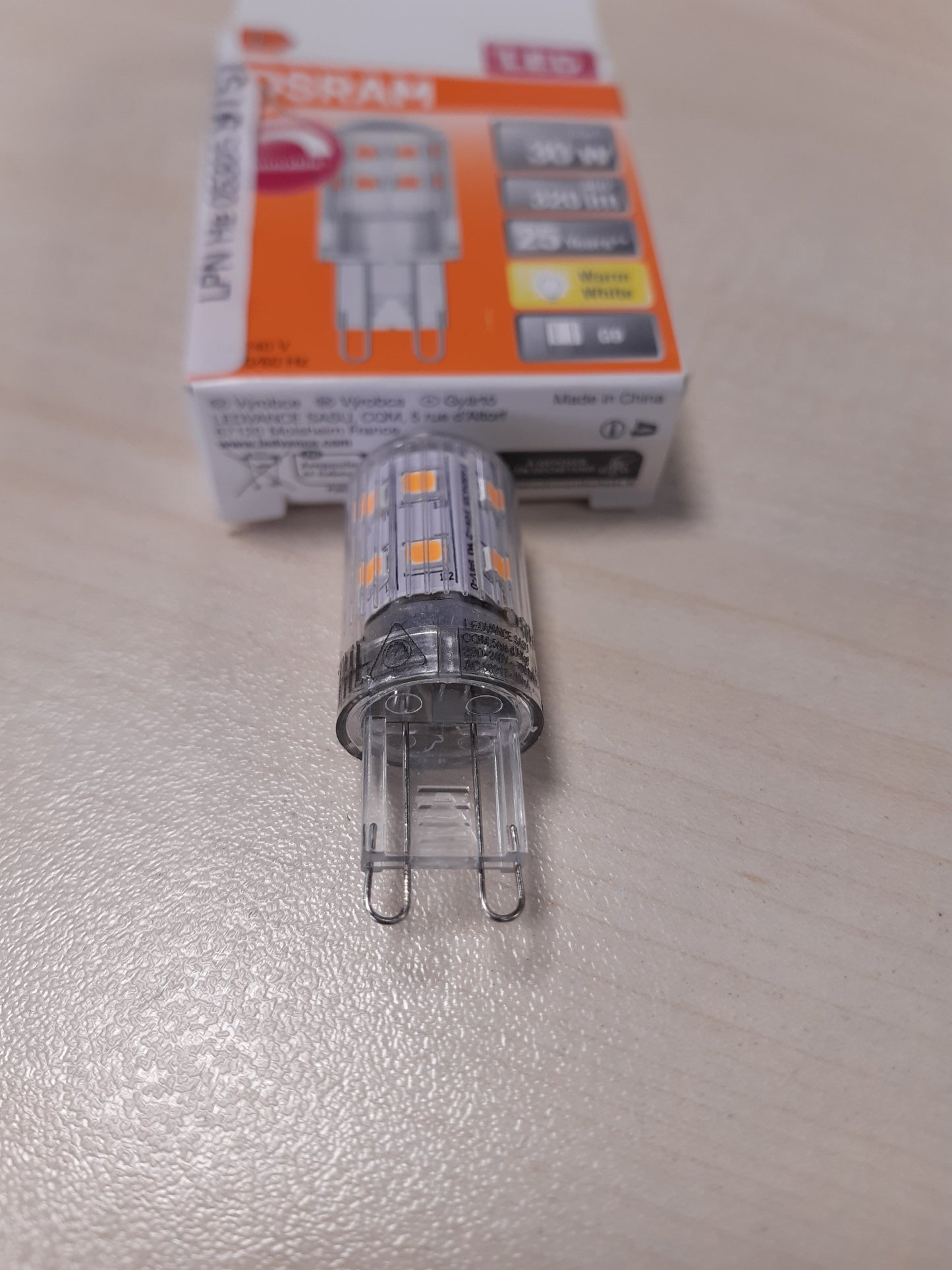 229607 - OSRAM Llambë LED me PIN G9, e bardhë e ngrohtë (2700K), 350 lumen, xham transparent, pako e vetme