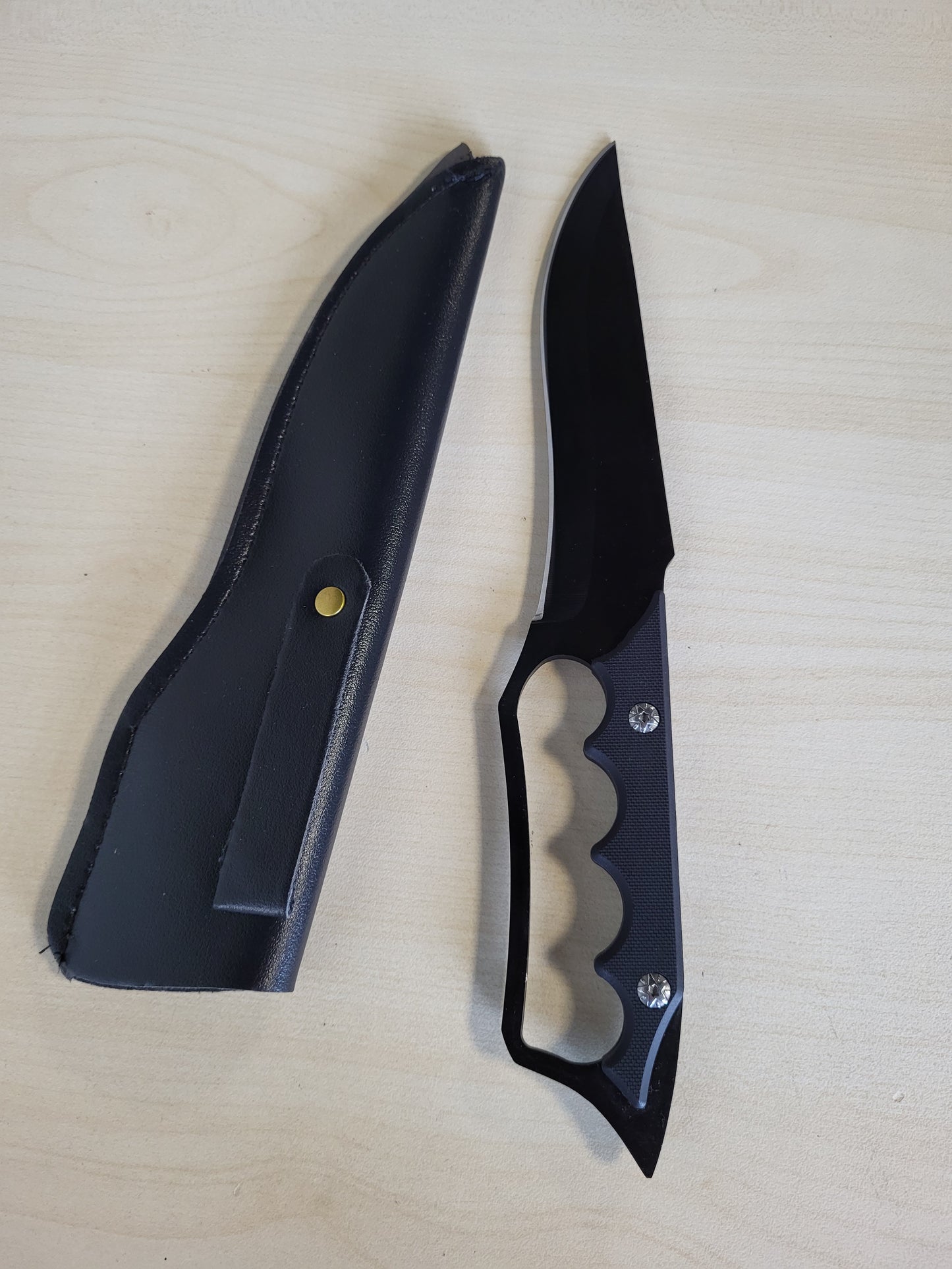 209349 - GDTDX Thikë Mbijetese dhe Gjuetie, 28cm, Teh i Fiksuar, Çeliku Inox, Rezistente ndaj Ndryshkut, me Mbështjellës Lëkure, Për Kamping, Ski dhe Peshkim