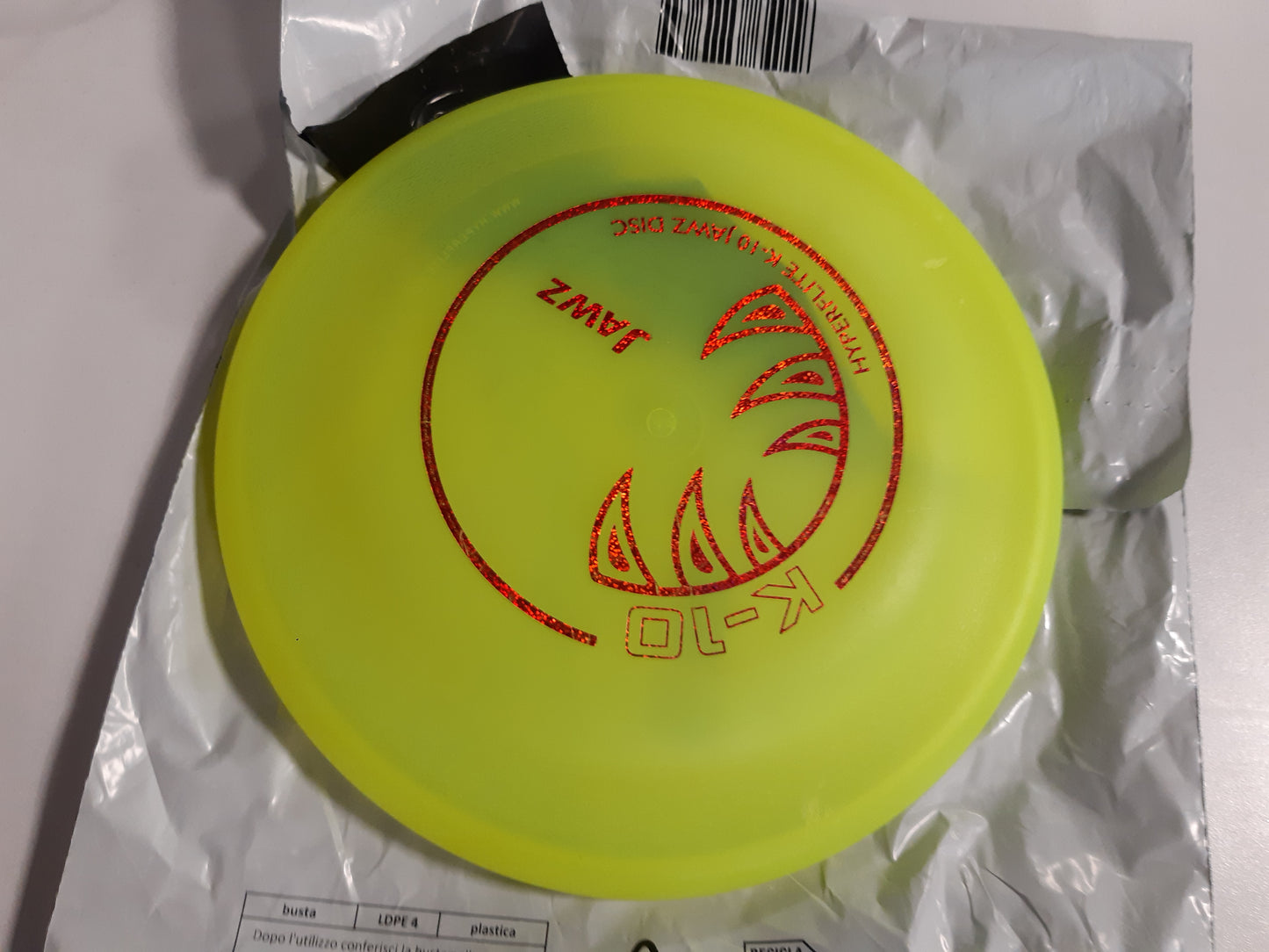 204588 - HYPERFLITE K10 Jawz - Frisbi për qen, i rezistent ndaj kafshimeve, ngjyrë e verdhë, me shtresë anti-shkëlqim X-Flash, ndaj shkëndijave të diellit.