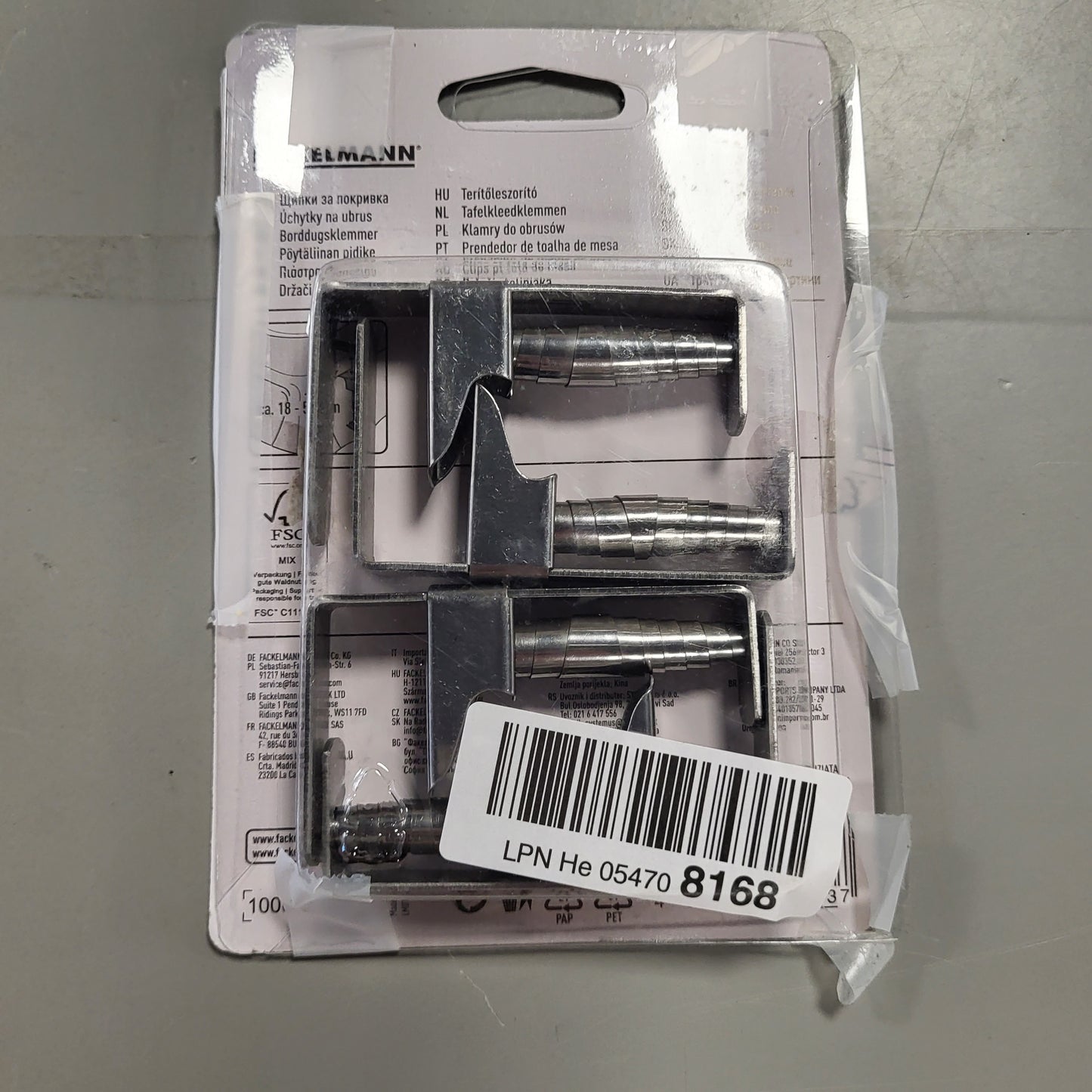257898 - FACKELMANN Set me 4 Kapëse për Mbulesa Tavoline, çelik inox, 7.4 x 1.6 x 4.5 cm