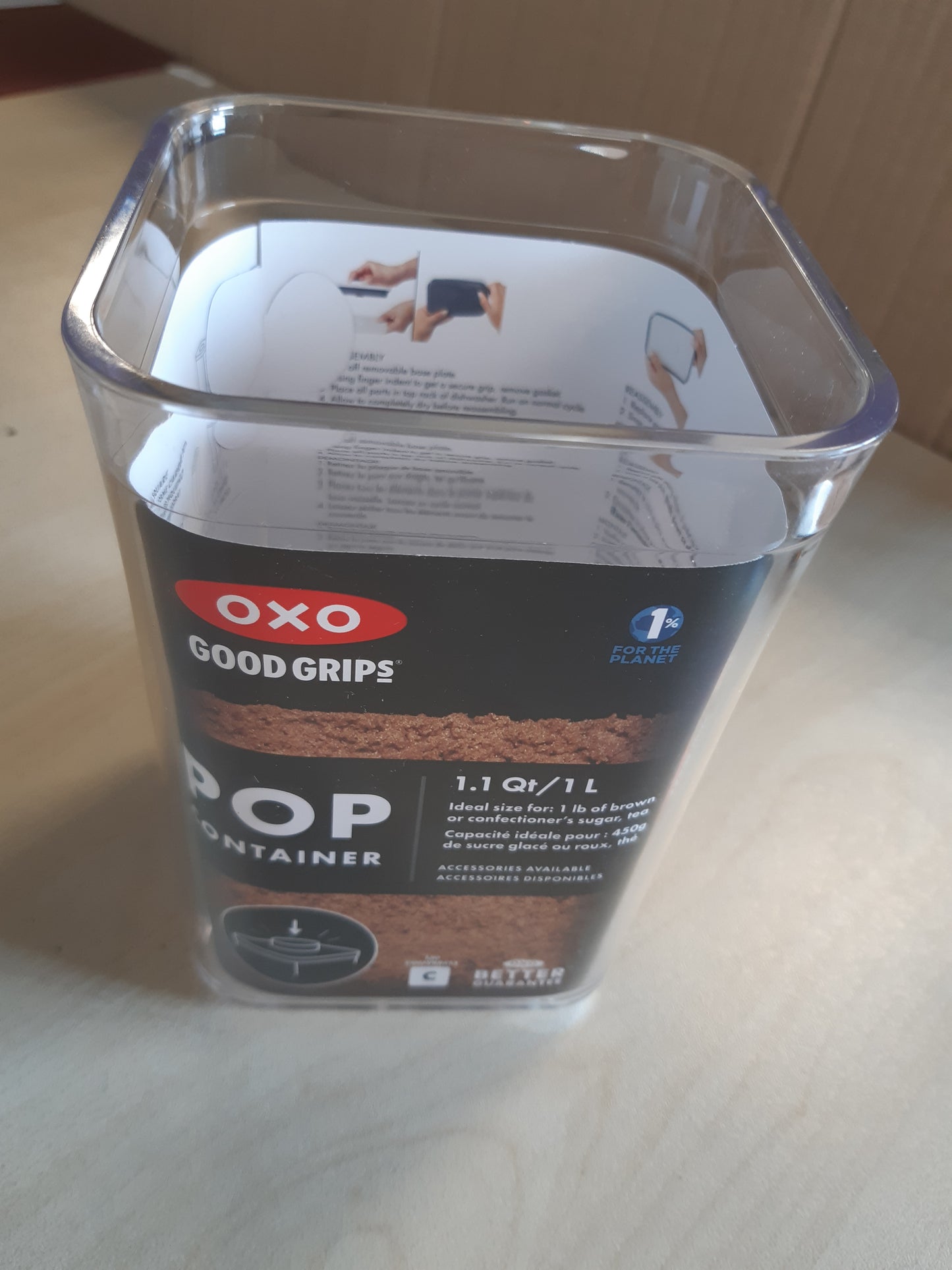 186192 - OXO GOOD GRIPS POP, Kavanoz hermetik i grumbullueshëm për ushqim, Kapaciteti 1L, Ideal për ruajtjen e sheqerit, kripës, etj.