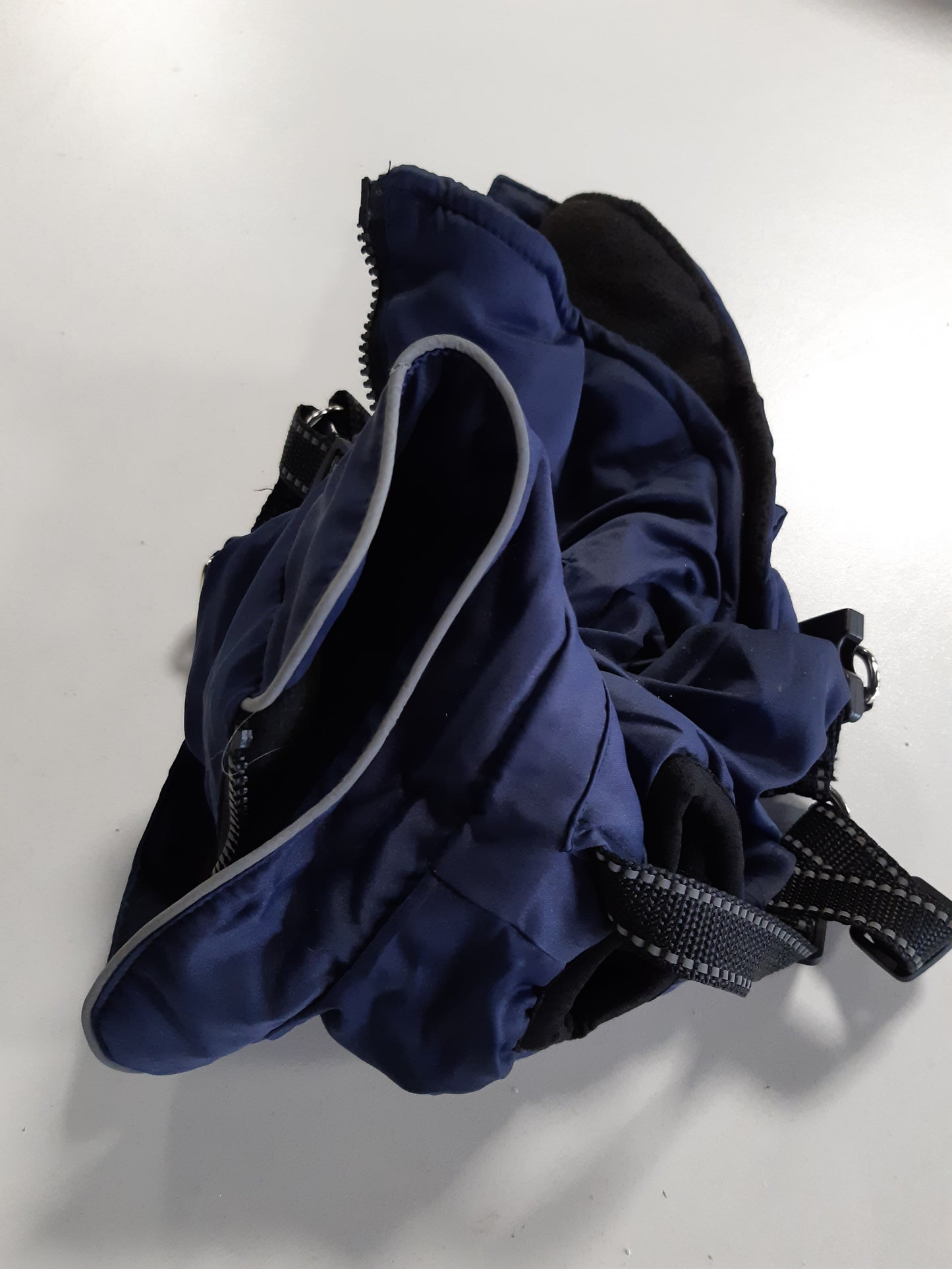 209894 - WOIIL Xhaketë Dimri për Qen të Vegjël, Xhaketë me Rrip, i Mbushur me Pambuk, i Ujitshëm, i Ngrohtë, Reflektues, Blu Marine, Madhësia S