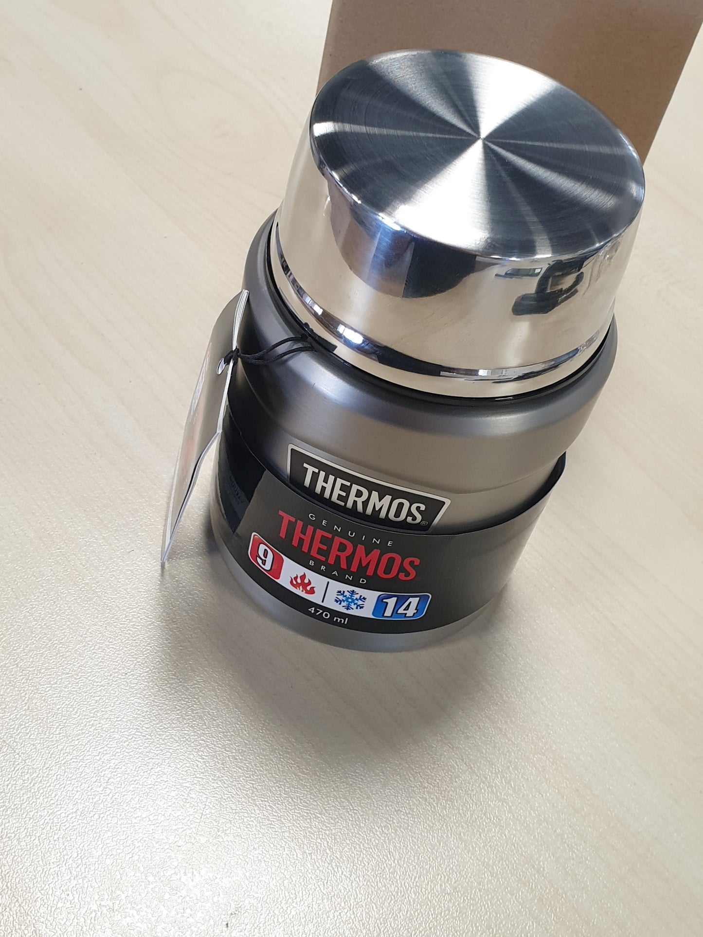 218301 - Termos USHQIMOR INOX KING, 0.47L, çelik inox, i papërshkueshëm nga rrjedhjet, mban ushqimin të ngrohtë për 9 orë, të ftohtë për 14 orë, me lugë të palosshme, pa BPA
