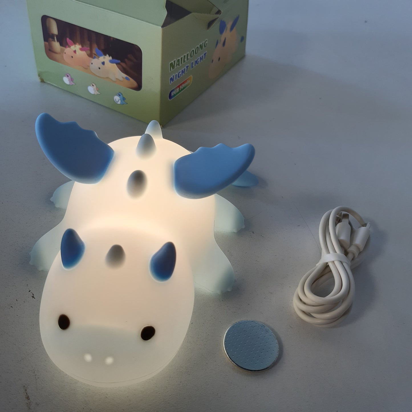 168805 - YGVQN - Llambë Nate Dritë Dragon për Fëmijë, LED, 7 Ngjyra me Errësim dhe Kohëmatës, Material Silikoni i Butë, Magnetike, Rikarikuese me 1200mAh USB, Ideale për Foshnje, Vajza dhe Djem