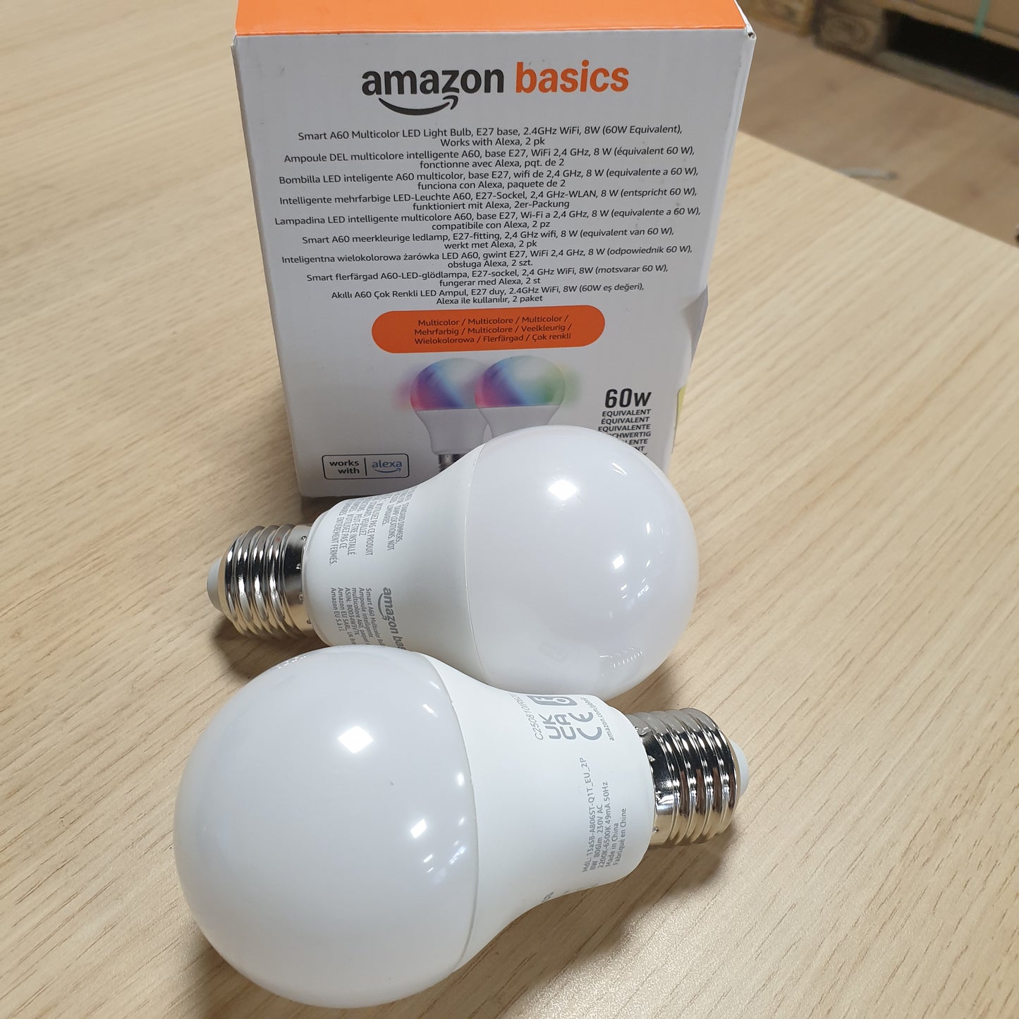 252561 - AMAZON BASICS Llambë LED Inteligjente, E27, 8W (ekuivalente me 60W), Funksionon vetëm me Alexa, Pako me 2