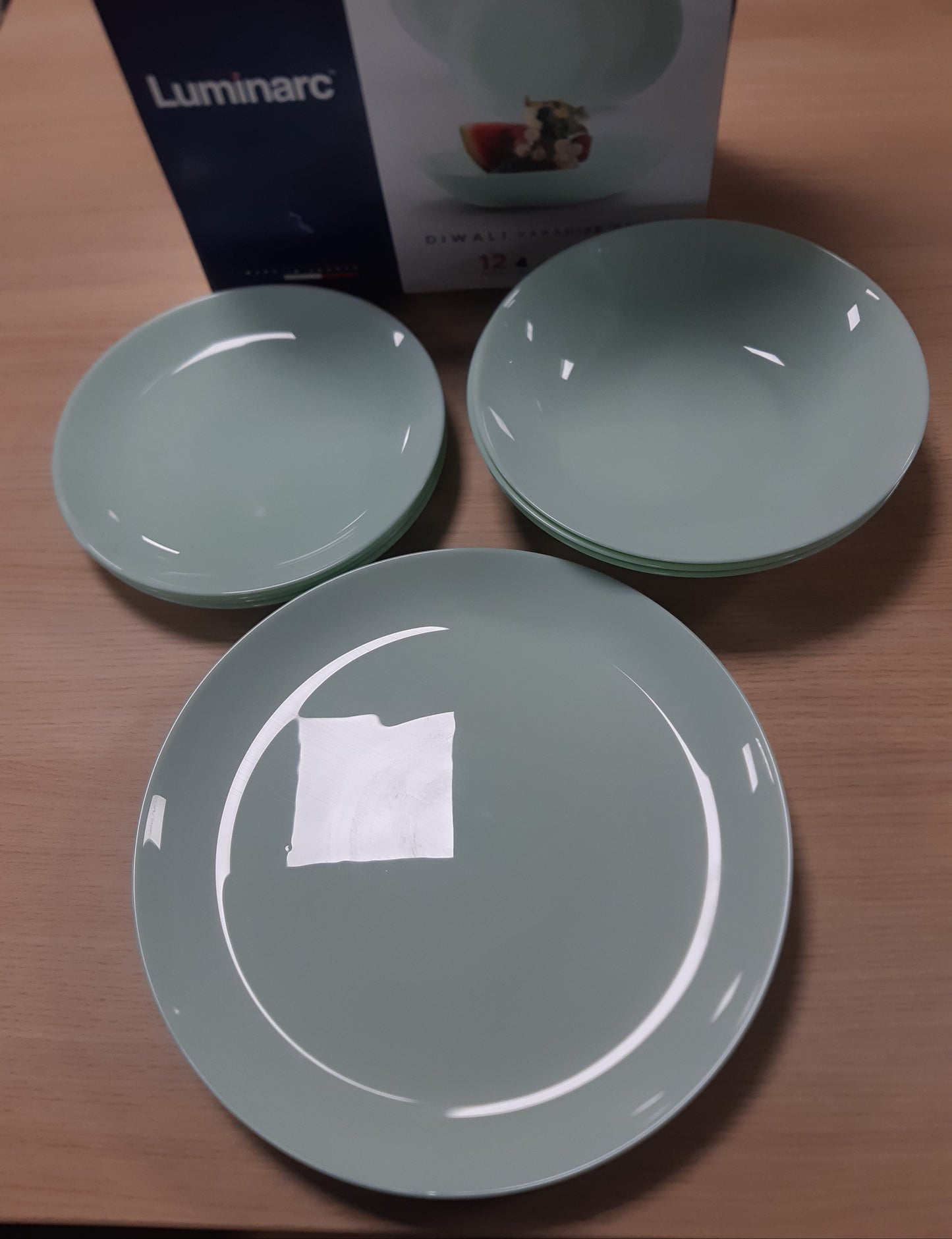 135849 - LUMINARC DIWALI PARADISE, Set i 12 Pjesë Darke nga Qelqi Opal Jeshil për 4 Persona