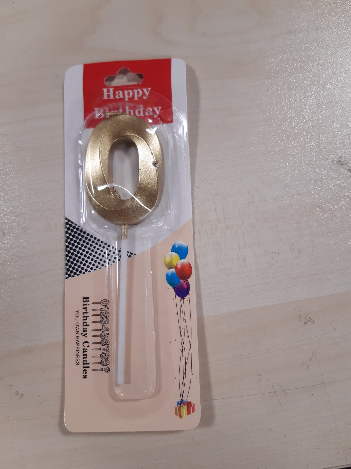 225342 - QIRINJ PËR TORTA ME NUMER 0 PËR DITËLINDJE, NË FORMË DIAMANTI 3D, QIRINJ PËR TORTA (ARI 0)