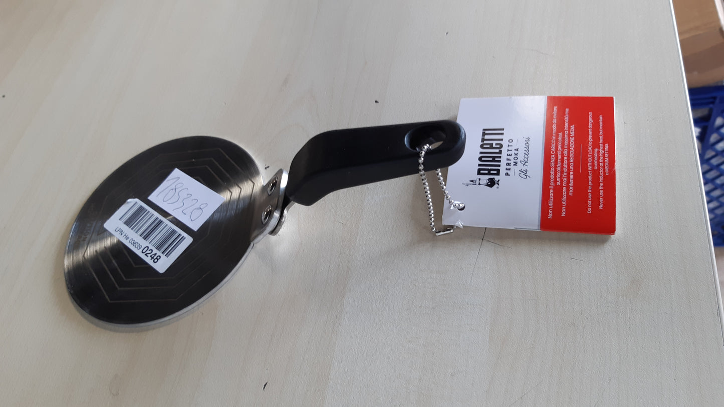 185328 - BIALETTI Adaptues për Sobën me Induksion Moka, Përdorim i Kafesë dhe Enëve të Gatimit në Sobë me Induksion - Materiali: Çelik, Madhësia: 13cm, Ngjyra: Argjend