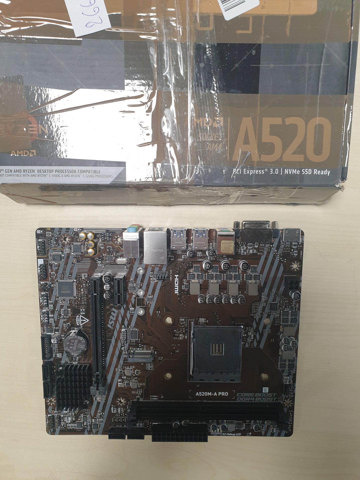 266154 - MSI A520M-A Pro Pllakë amë Micro-ATX për procesorët AMD Ryzen të gjeneratës së 3-të, AM4, DDR4 Boost (4600MHz/OC), 1 x PCIe 3.0 x1, 1 x M.2 Gen3 x4, Gigabit LAN