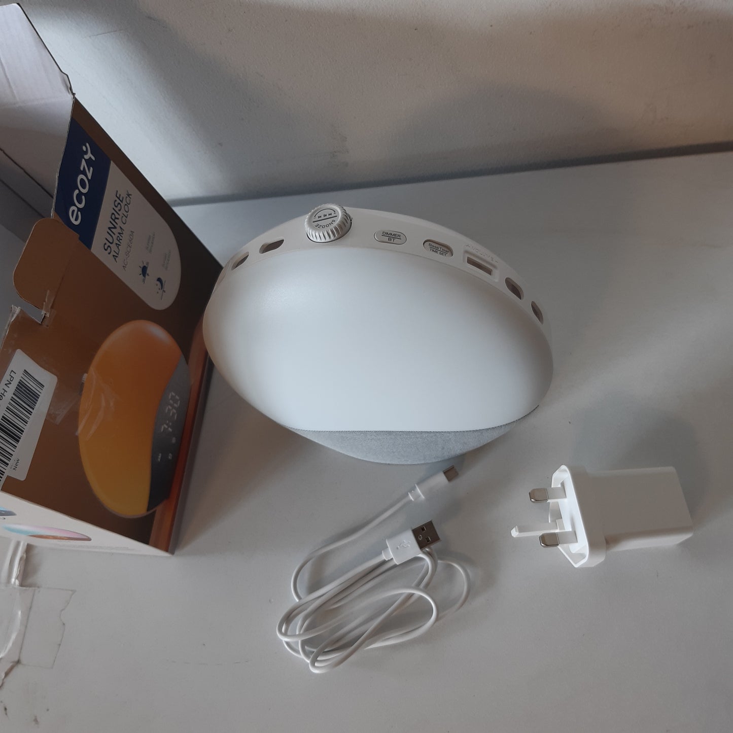 167653 - ORA EKOZY - Ora me Alarm për Lindjen e Diellit, Makinë me Zhurmë të Bardhë, Sinkronizim Bluetooth, 26 Tinguj, 17 Drita Nate, Buton i Përmirësuar me Ndriçim nga Prapa, Simulim Lindjeje/Perëndimi i Diellit, Me Energji Elektrike