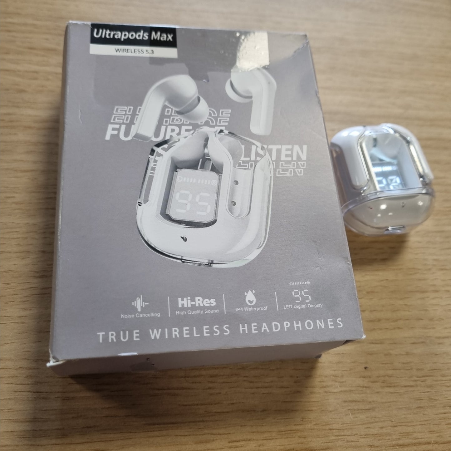268715 - MARKHVEN - Kufje Bluetooth pa tel, Bluetooth 5.3, karikim i shpejtë USB-C, 4 mikrofonë me anulim zhurme ENC, ekran i papërshkueshëm nga uji/LED - i bardhë