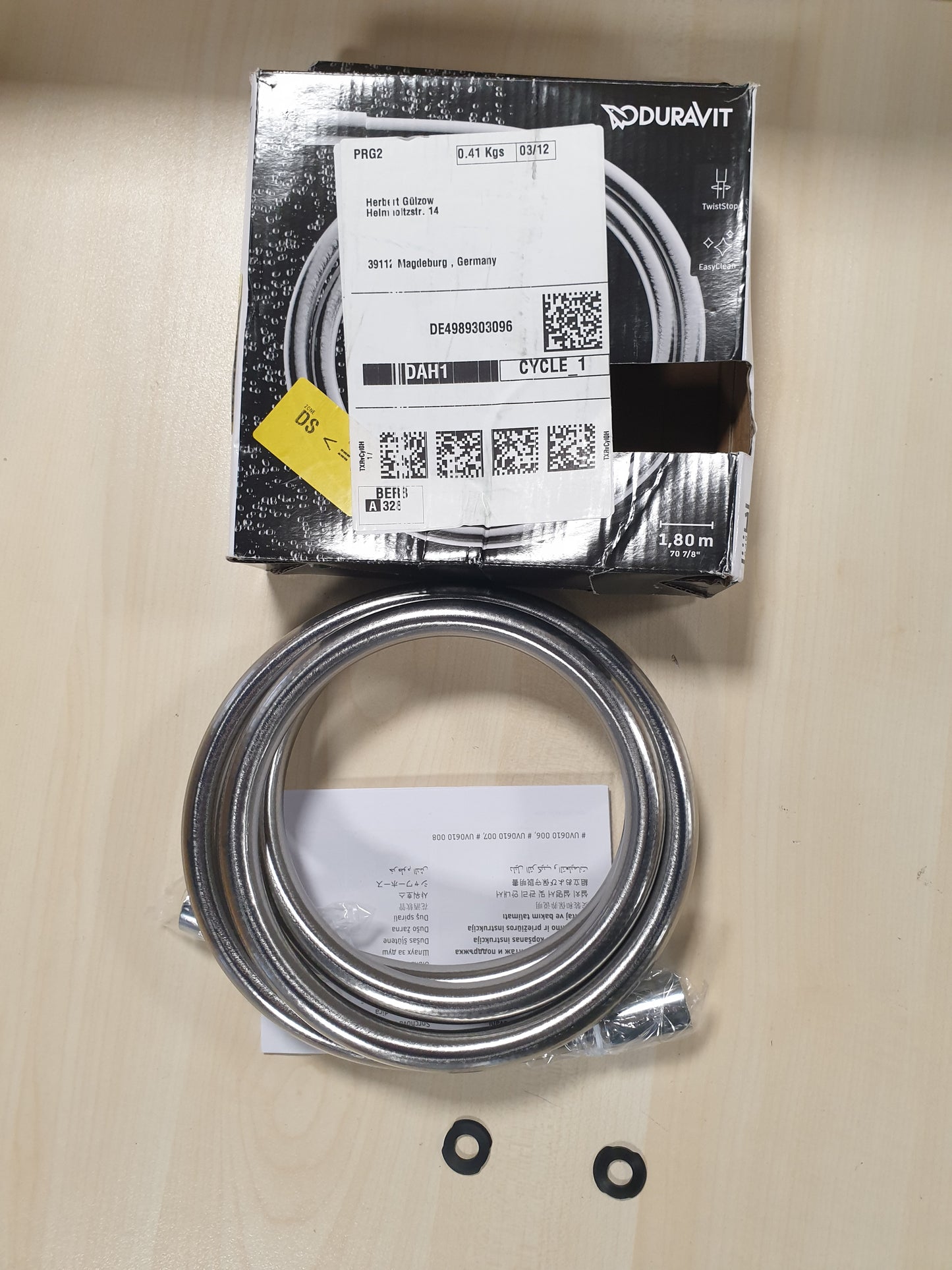 163811 - DURAVIT Kada Dushi Universal, 1.80m, me Mbrojtje nga Përdredhja, Material Krom