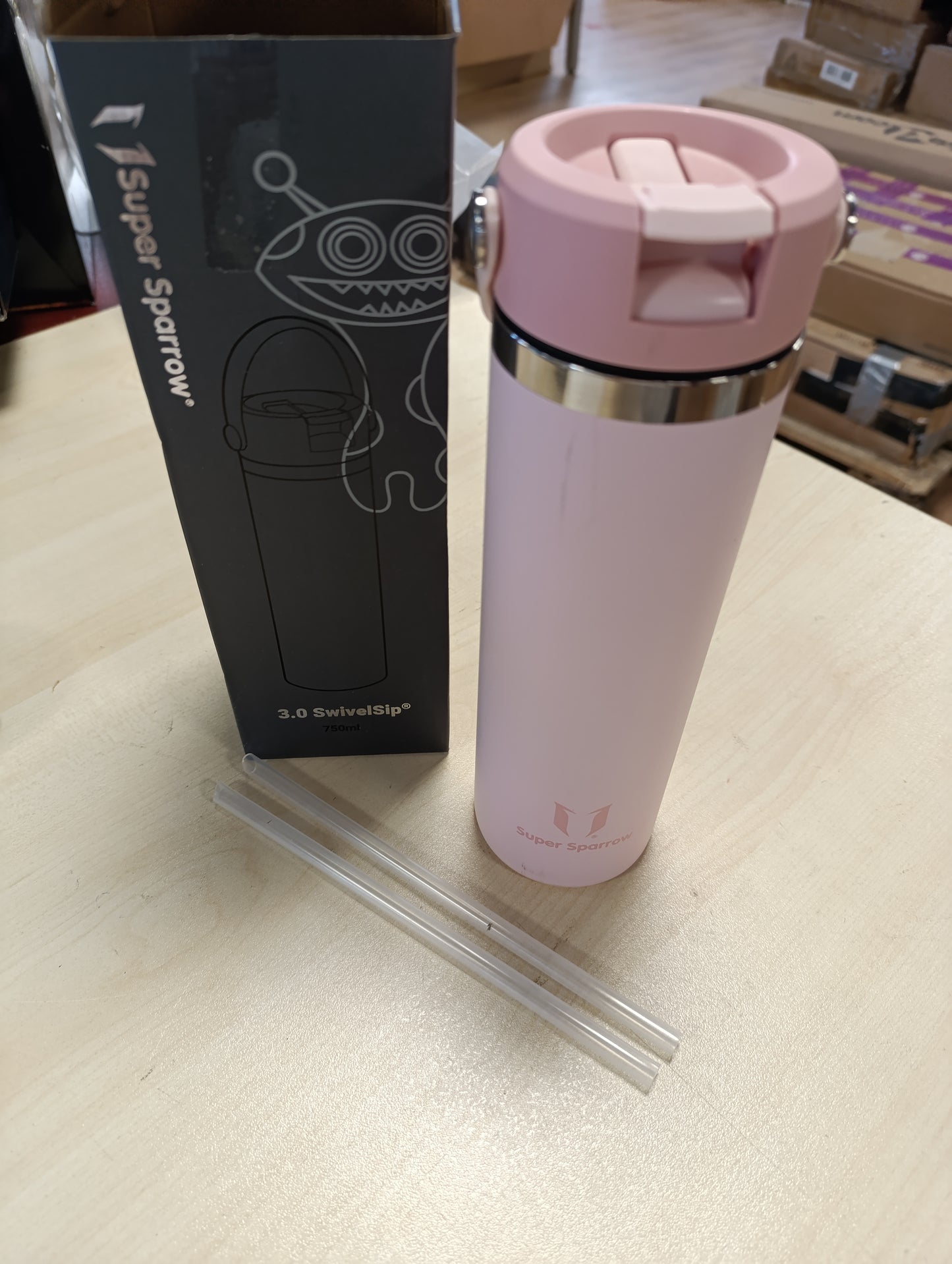 214611 - SPARROW Shishe Uji 750ml, prej Çeliku Inoks me Kashtë e Ripërdorshme, Pa BPA, e Pa Rrjedhshme