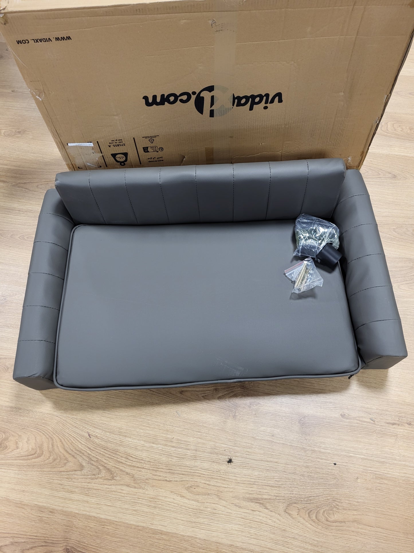 244362 - VIDAXL Shtrat Qeni Gri 90x53x30 cm Lëkurë Artificiale