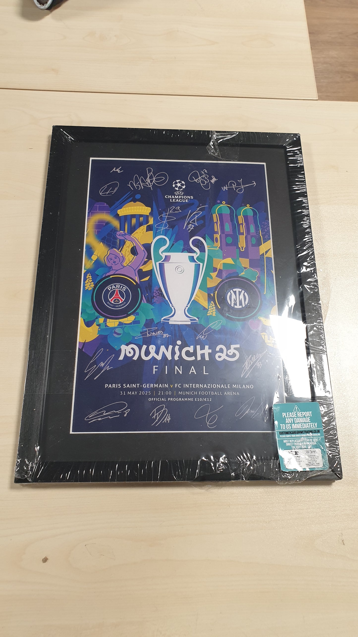167742 - HWC TRADING Dhurata e Printuar me Foto të Autografuara Paris Blue and Reds për Tifozët e Futbollit, Kornizë A3