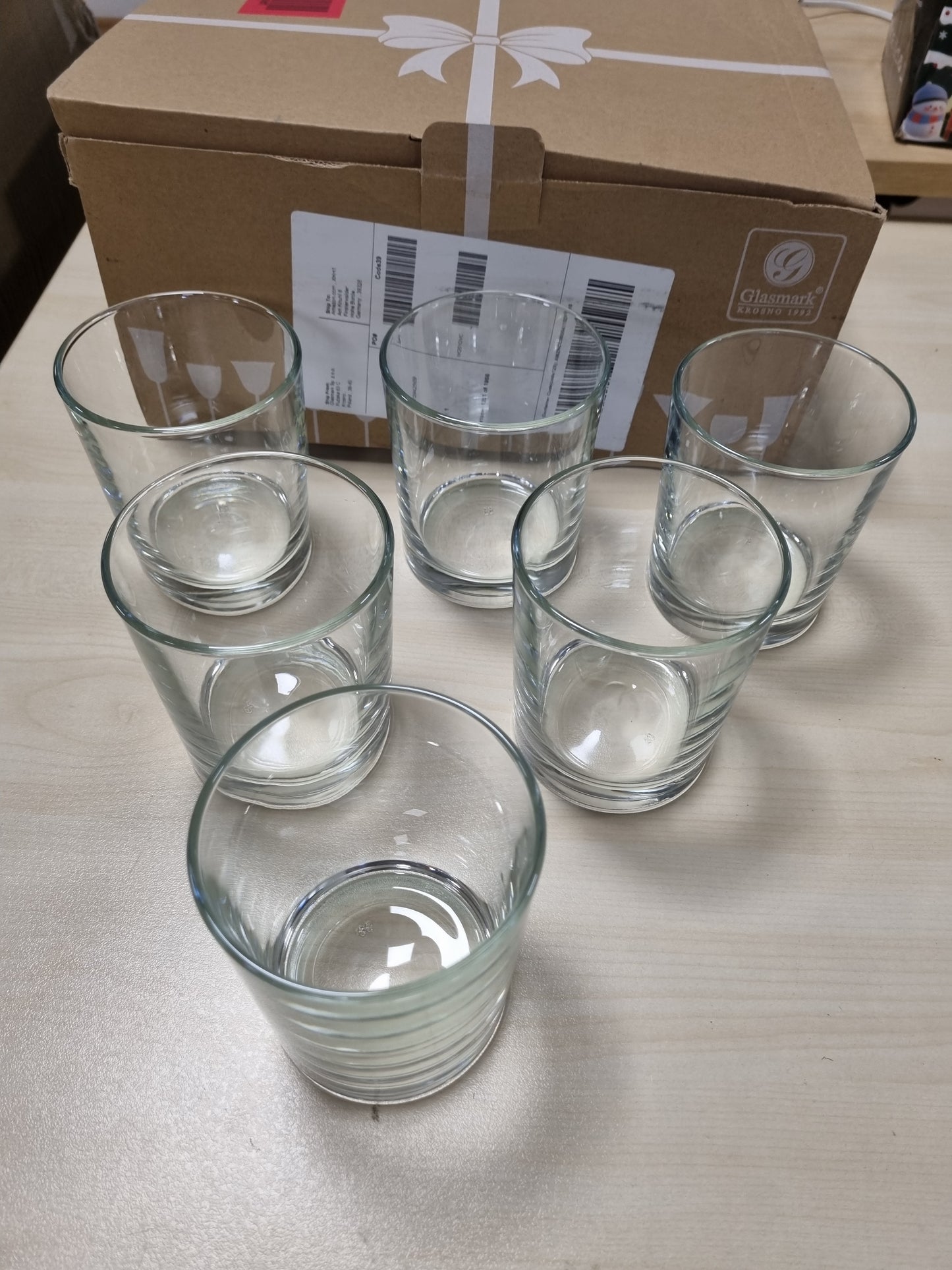 214609 - GLASMARK KROSNO Kavanoz Qirinjsh Set me 6, Gota Transparente Boshe për Bërjen e Qirinjve, 500 ml