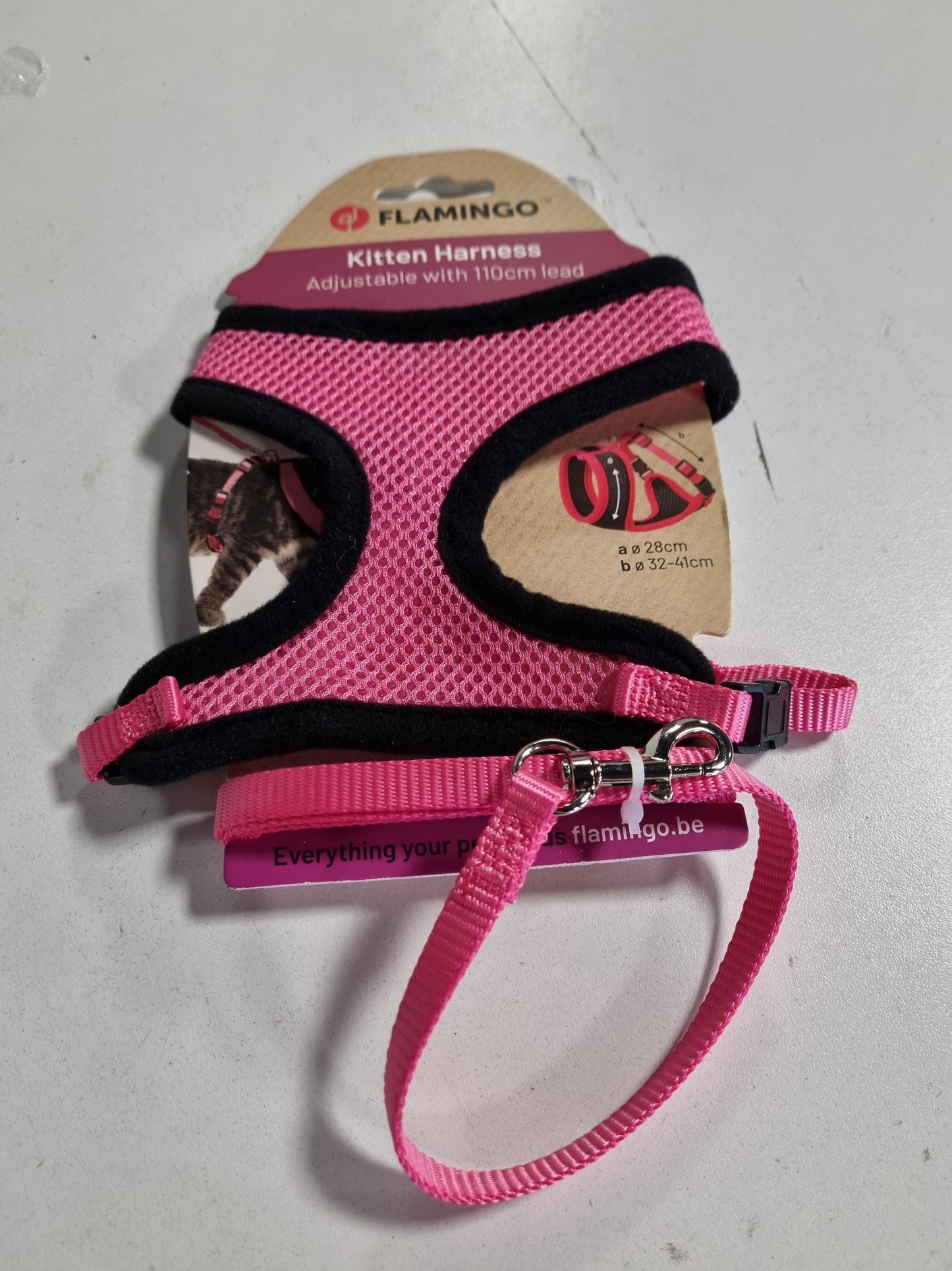 263740 - FLAMINGO Rrip për kotele me zinxhir, Madhësia A: 28 cm, B: 32–41 cm, C: 110 cm x 10 mm x 2 mm