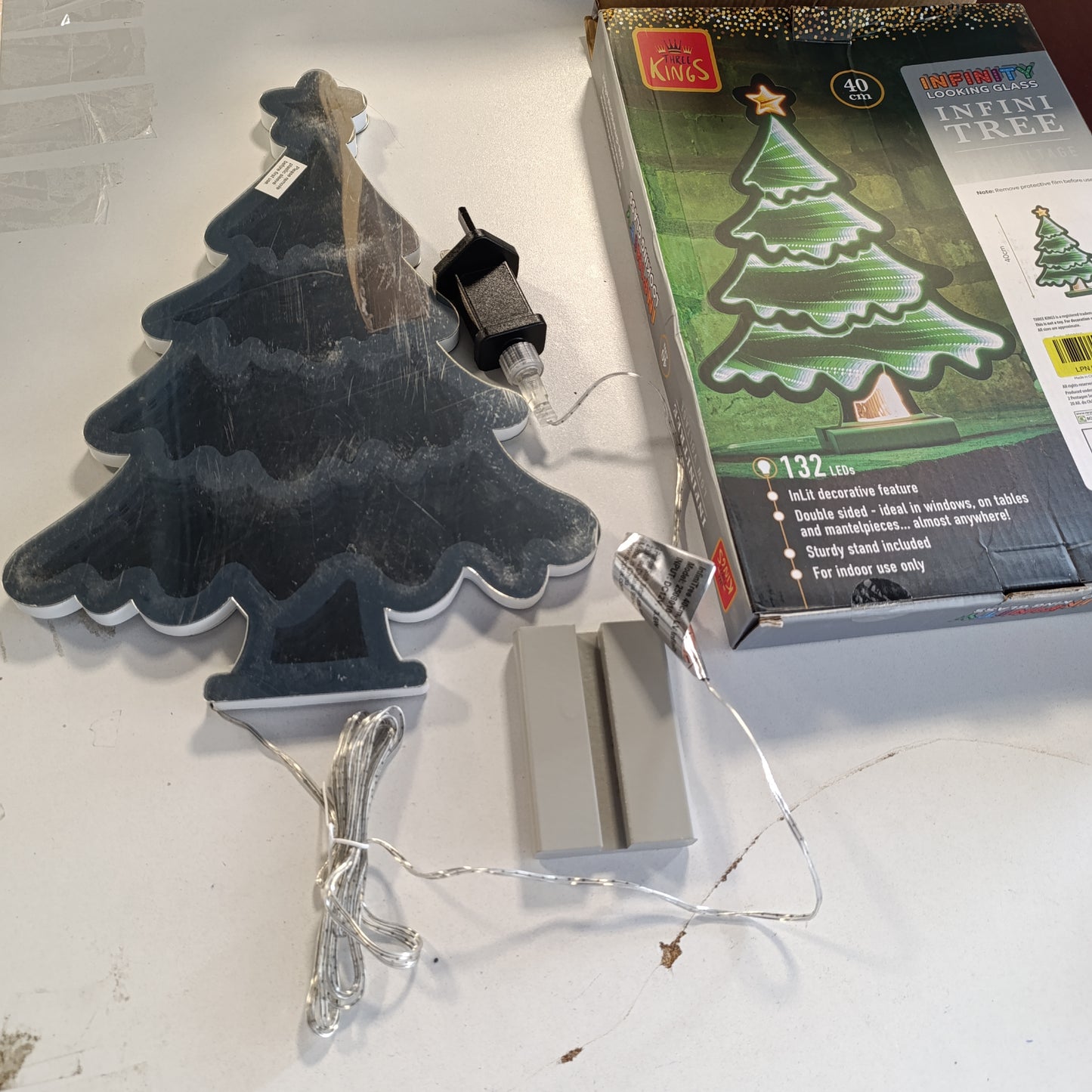 183810 - SMART GARDEN Dritë LED për Pemën e Krishtlindjeve me Efekt Pasqyre 3D - Dekorim Festiv i Gjelbër 40 cm - Ndriçuese dhe Efekt 3D për Shtëpi, Tavolinë ose Prag Dritare