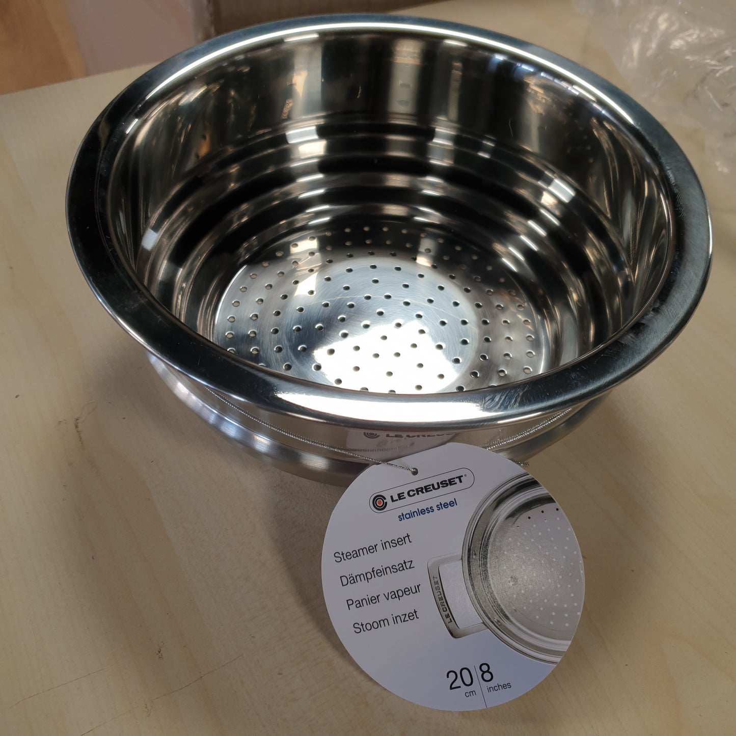231160 - LE CREUSET Shportë me avull çelik inox 3 shtresa me kapak qelqi, i përshtatshëm për tenxhere me diametër 16/18/20 cm, argjend, 96201900001000